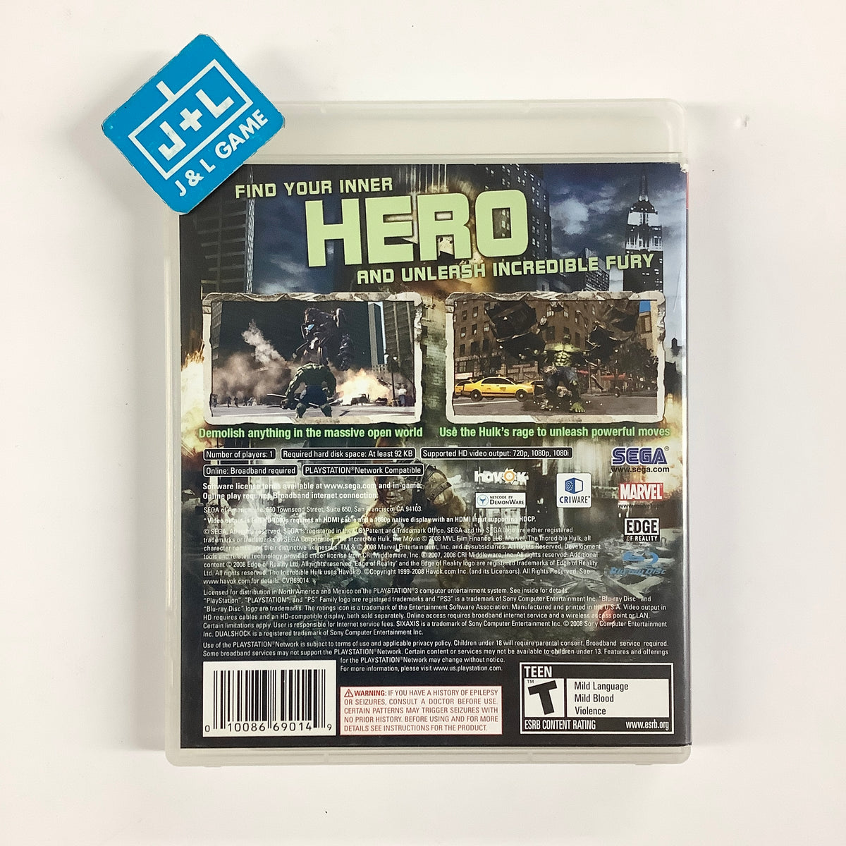 The Incredible Hulk - (PS3) PlayStation 3 [Pre-Owned] Video Games Sega