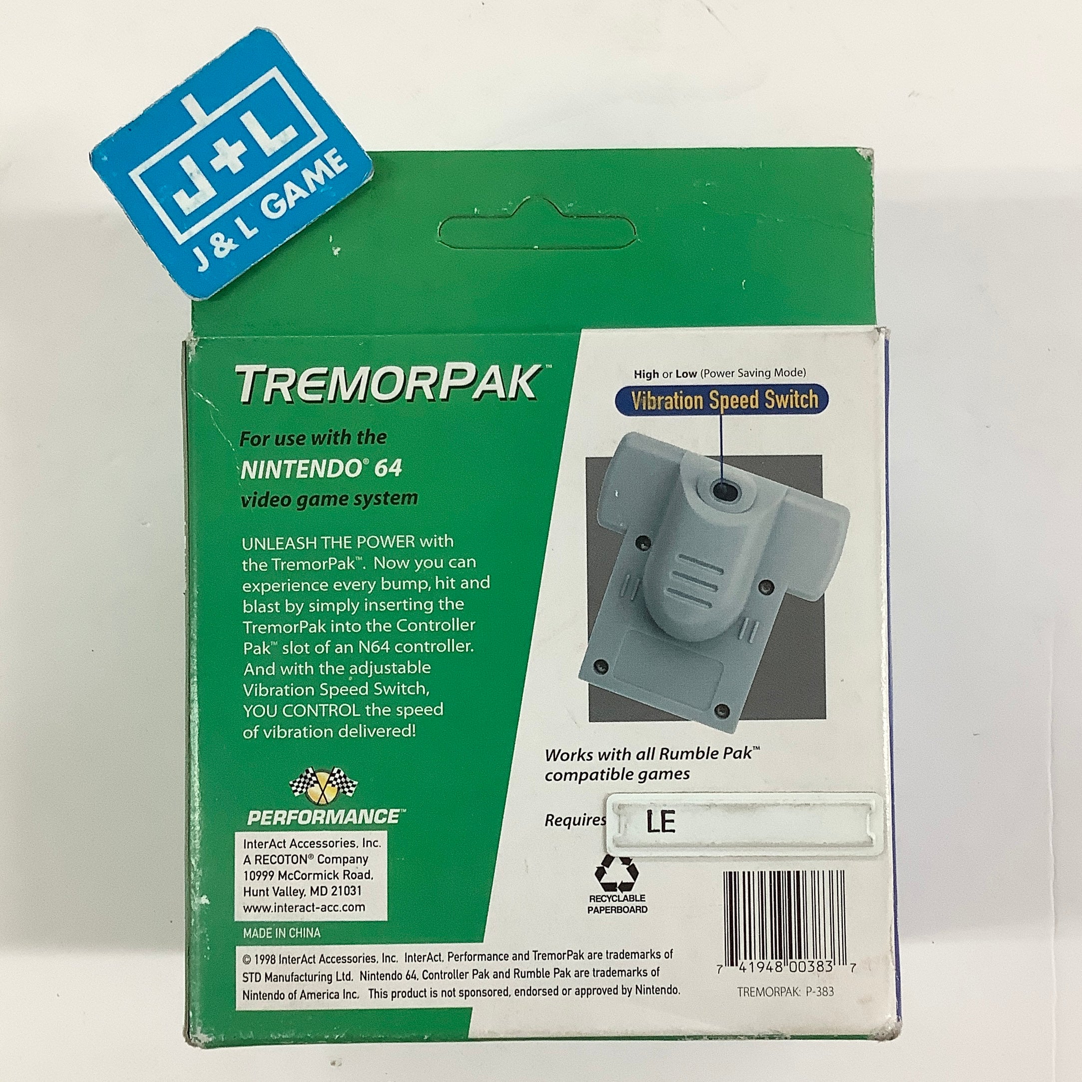 Performance TremorPak - (N64) Nintendo 64 Accessories Nintendo