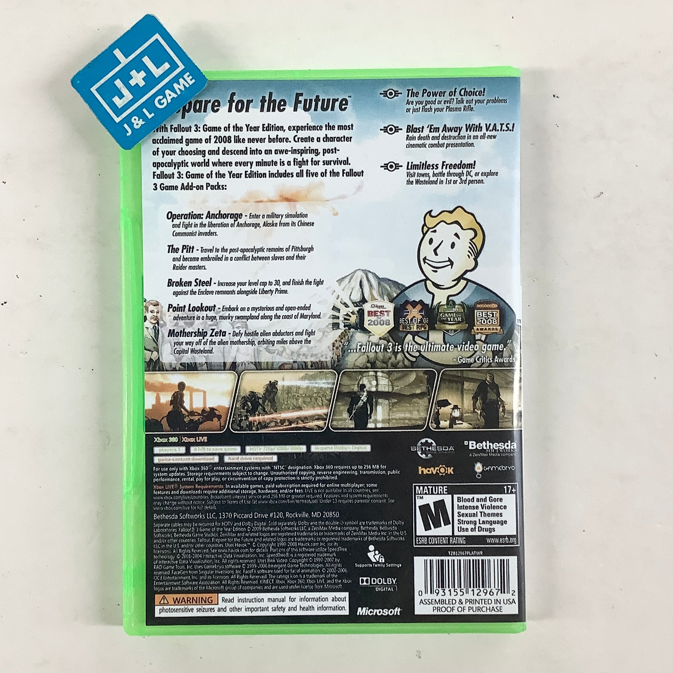 Fallout 3: Game of the Year Edition (Platinum Hits) - Xbox 360 [Pre-Owned] Video Games Bethesda Softworks