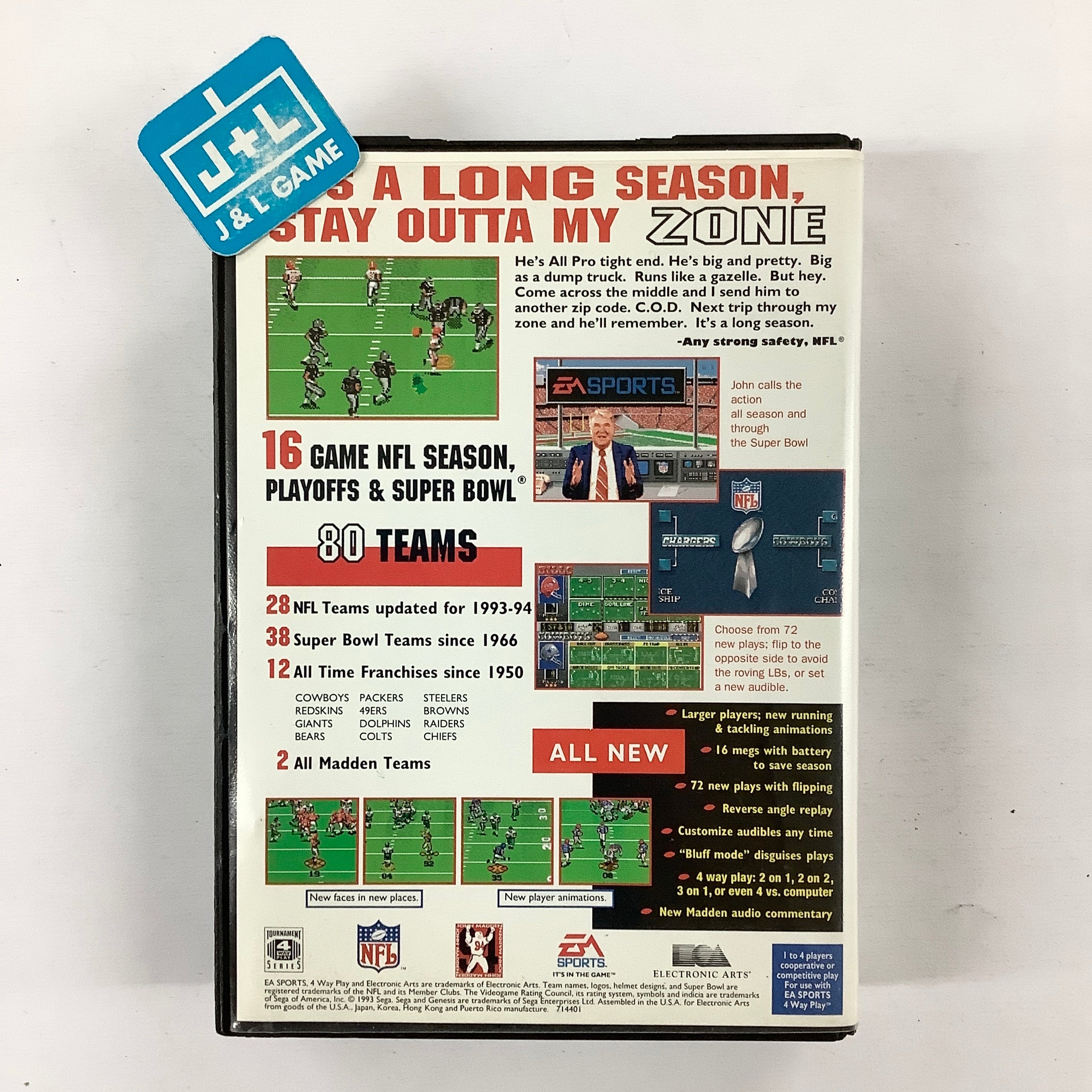 Madden NFL '94 - (SG) SEGA Genesis [Pre-Owned] Video Games EA Sports   