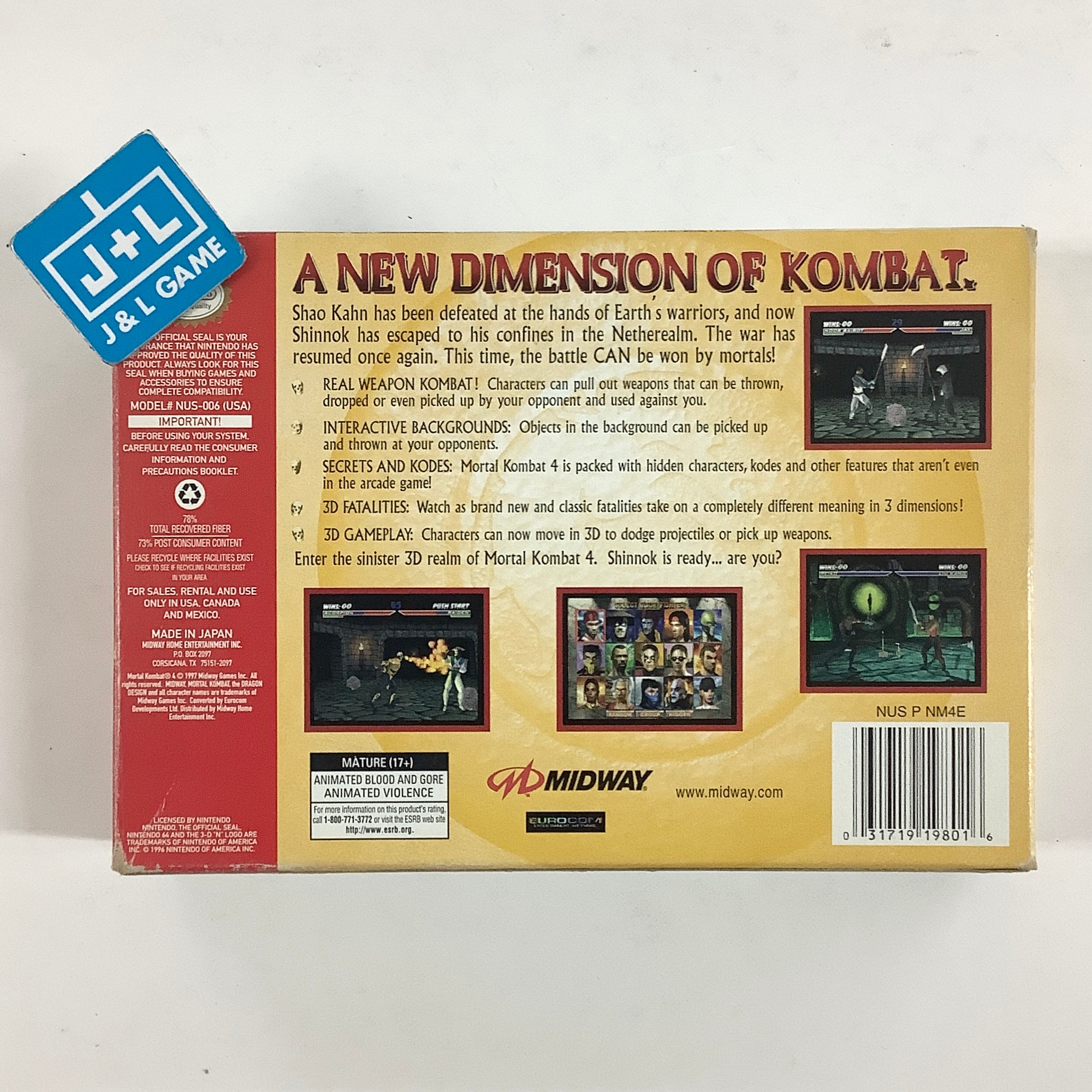 Mortal Kombat 4 - (N64) Nintendo 64 [Pre-Owned] Video Games Midway