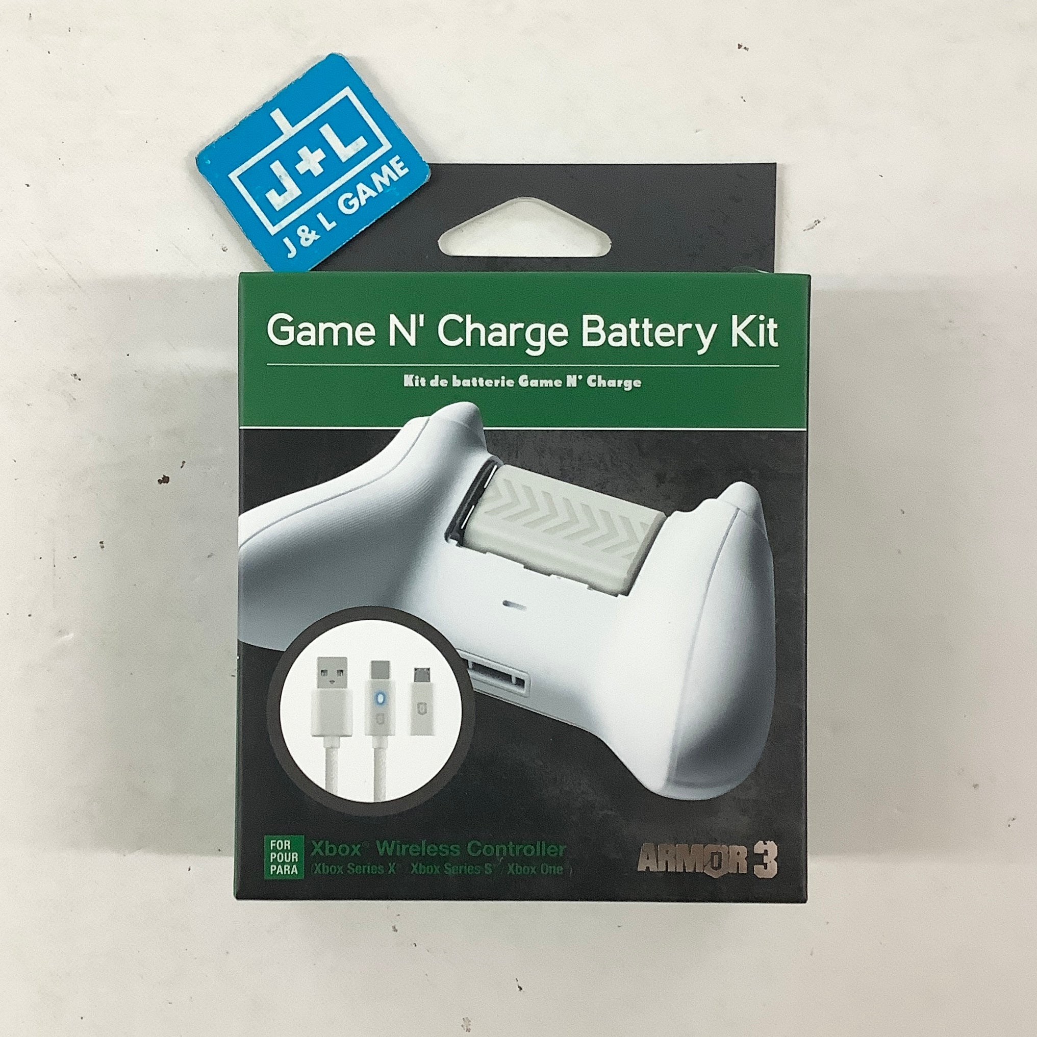 Hyperkin Armor 3 Game N' Charge Battery Kit for Xbox Wireless Controller (White) - (XSX) Xbox Series X ACCESSORIES Hyperkin
