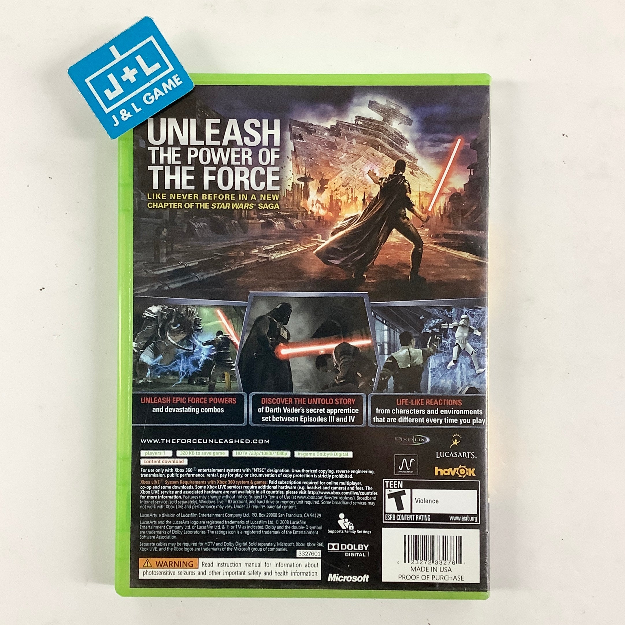 Star Wars: The Force Unleashed - Xbox 360 [Pre-Owned] Video Games LucasArts