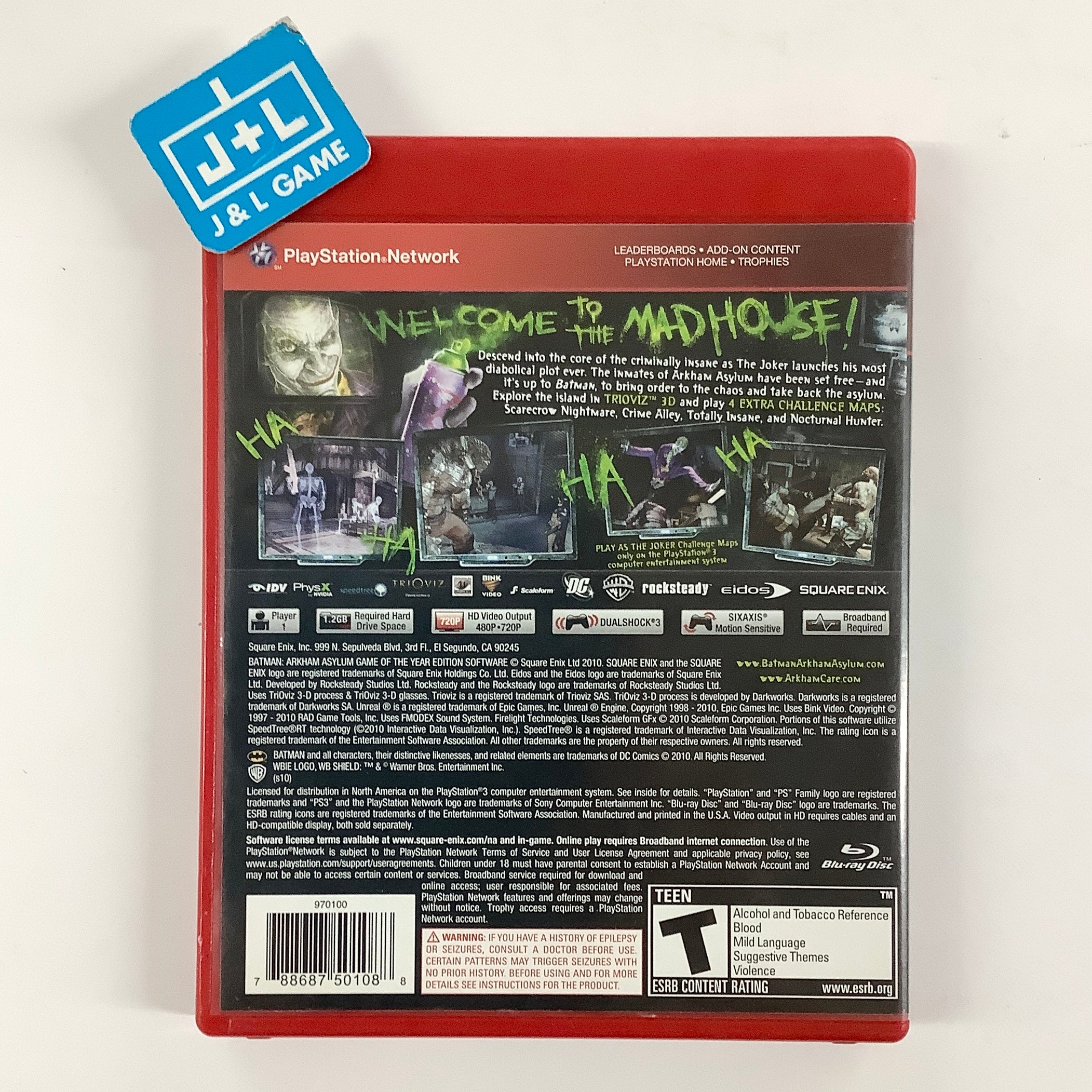 Batman: Arkham Asylum (Game of the Year Edition) (Greatest Hits) - (PS3) PlayStation 3 [Pre-Owned] Video Games Square Enix