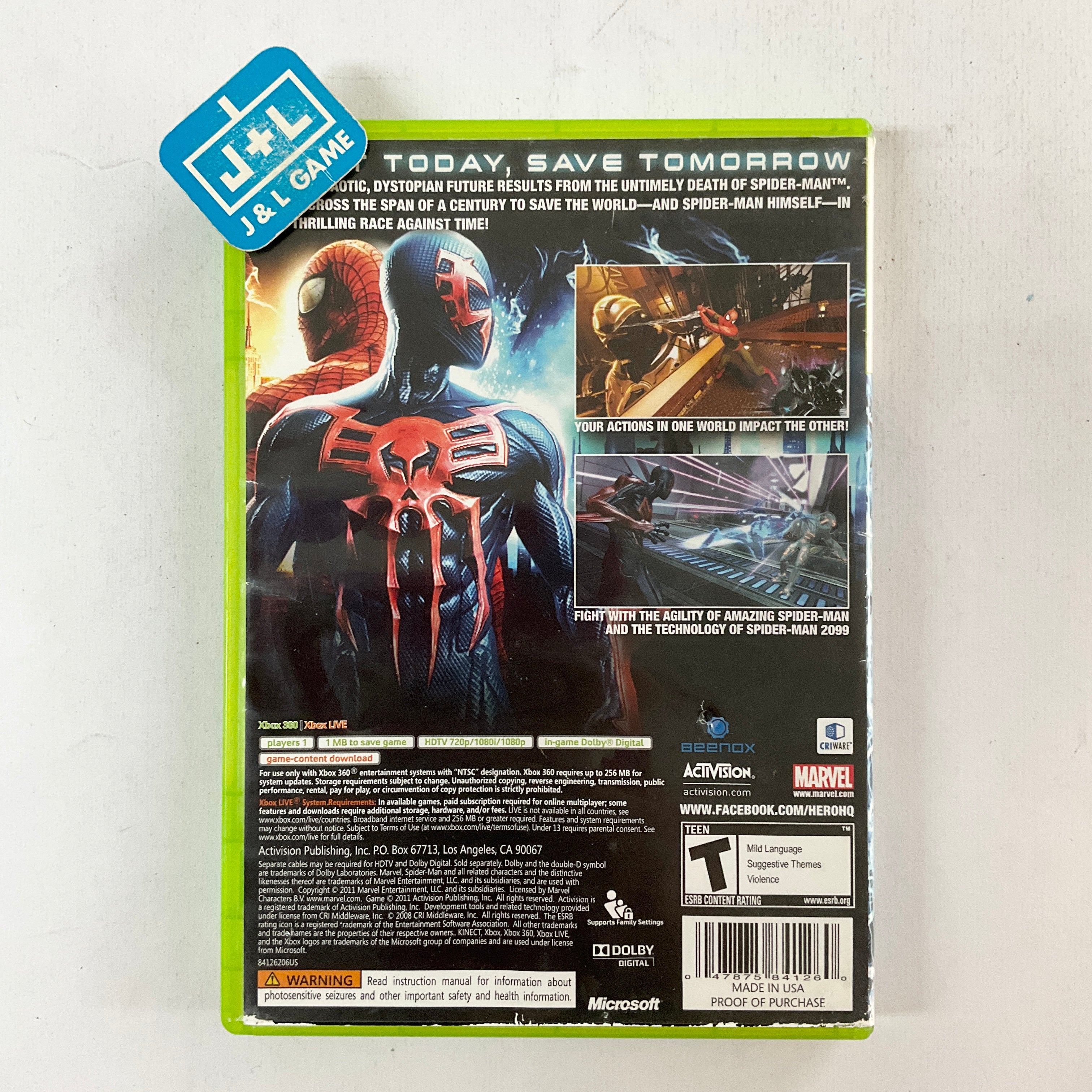 Spider-man: The Edge of Time - Xbox 360 [Pre-Owned] | J&L Game
