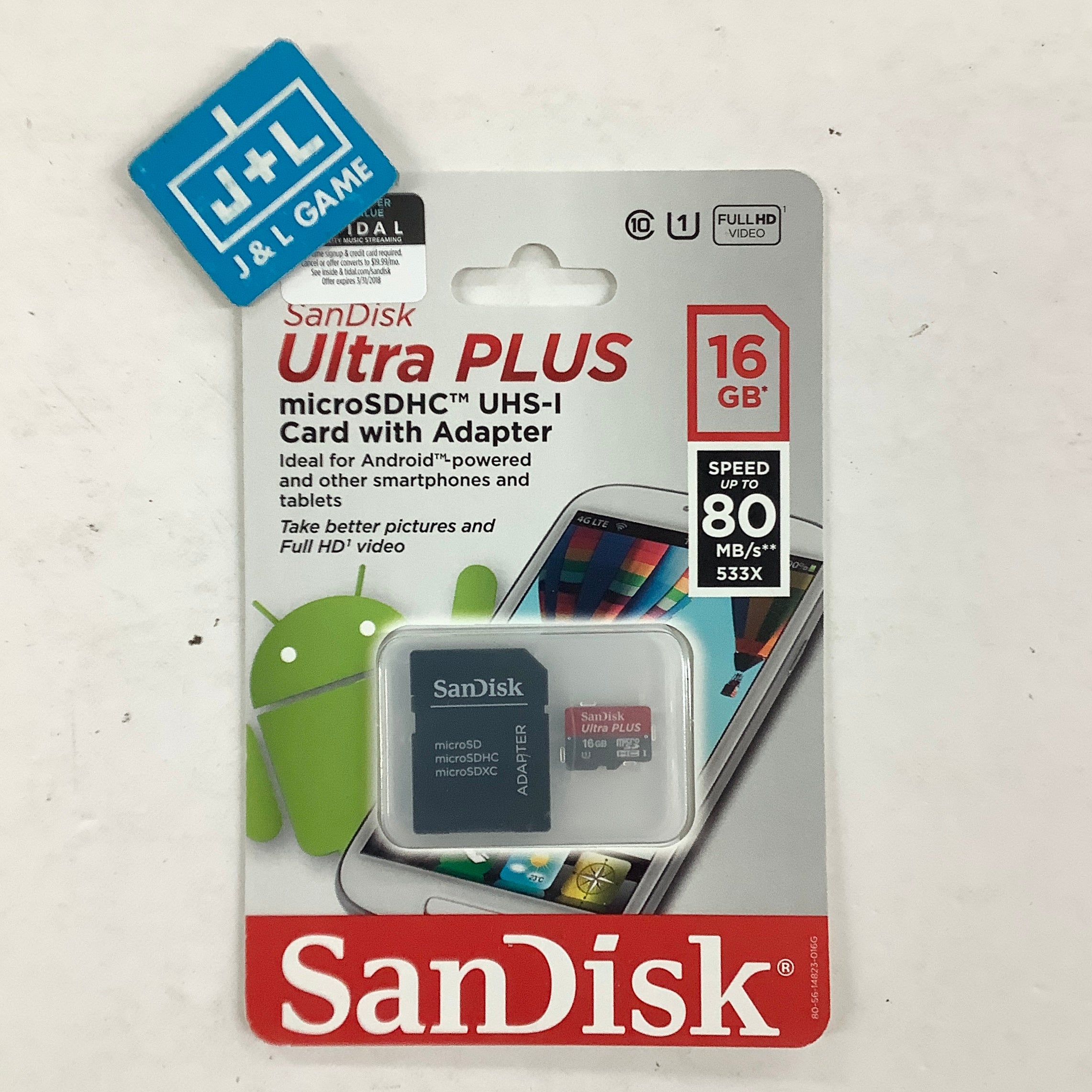 SANDISK 16GB Ultra Plus microSDXC UHS-I Memory Card with Adapter ACCESSORIES Sandisk
