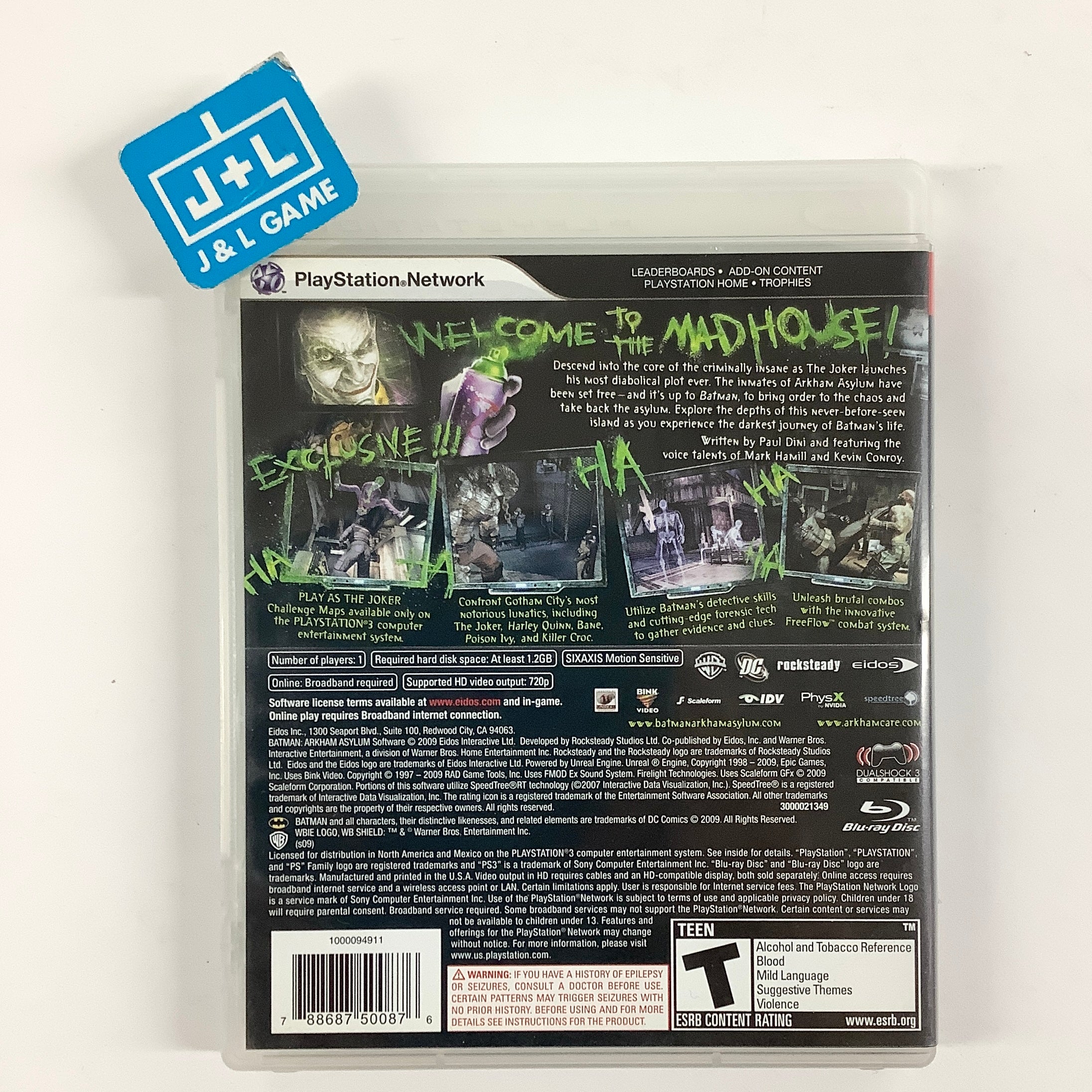Batman: Arkham Asylum - (PS3) PlayStation 3 [Pre-Owned] Video Games Eidos Interactive
