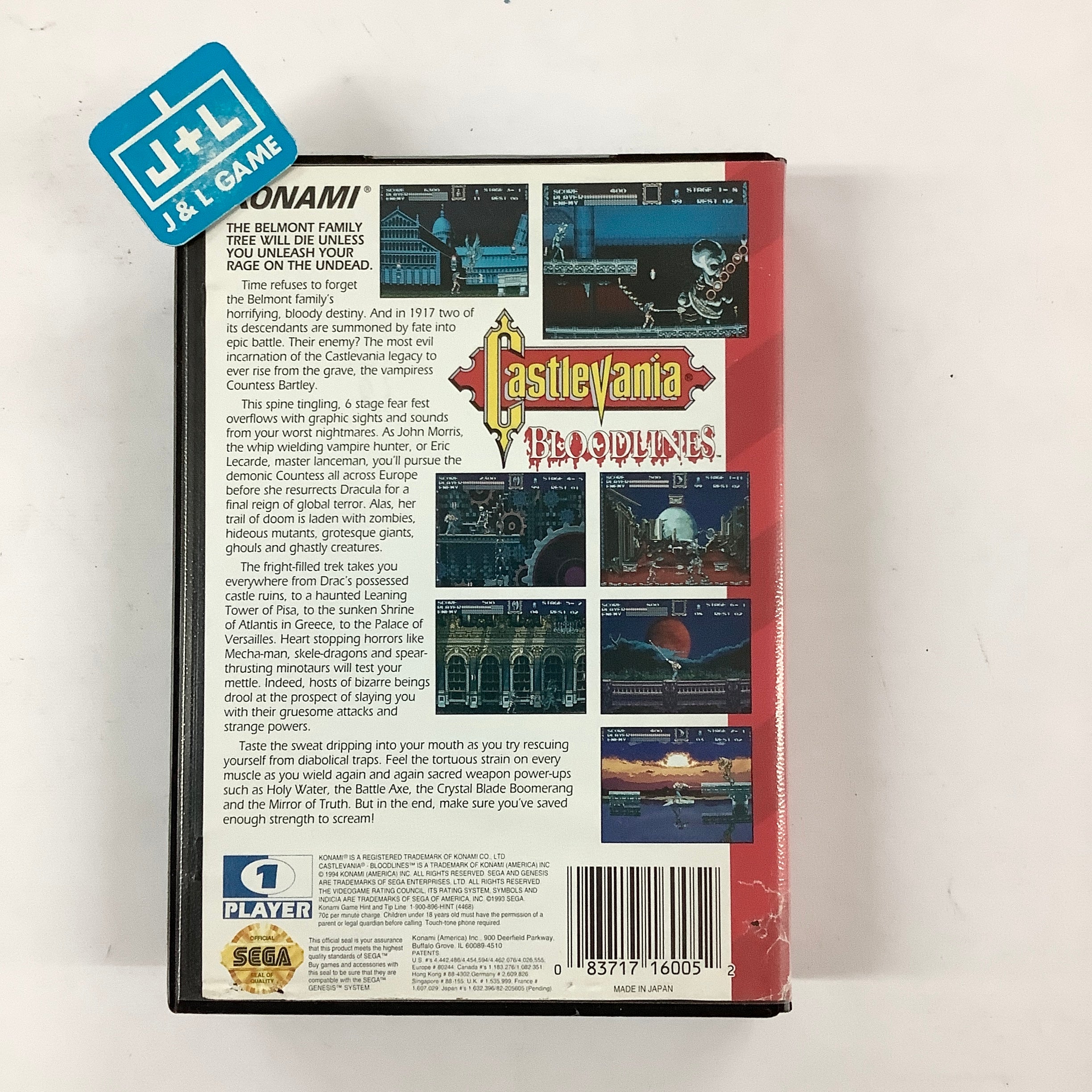 Castlevania: Bloodlines - (SG) SEGA Genesis  [Pre-Owned] Video Games Konami   