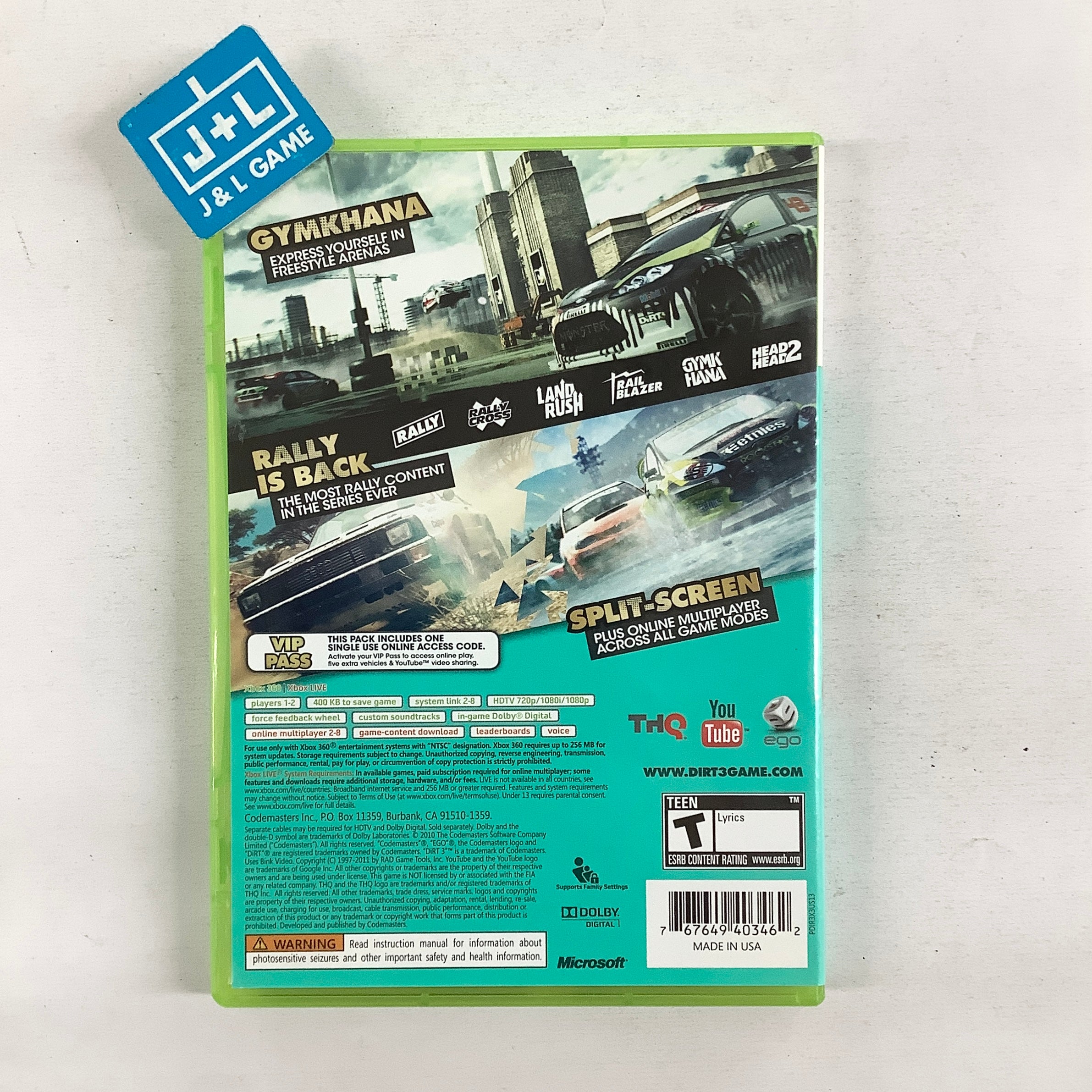 DiRT 3 - Xbox 360 [Pre-Owned] | J&L Game