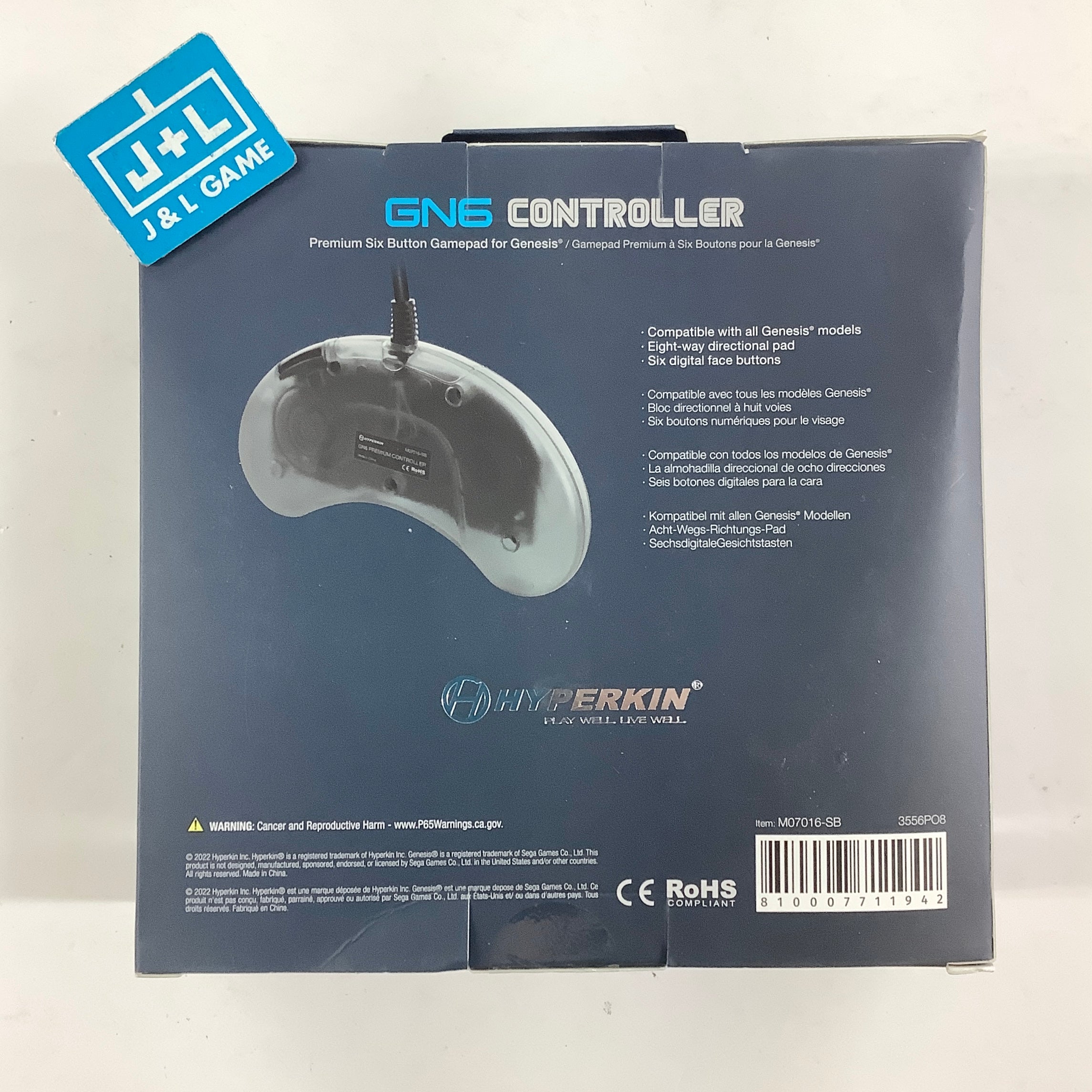 Hyperkin Sega Genesis GN6 Premium Six Button Gamepad Controller (Space Black) - Sega Genesis Accessories Hyperkin