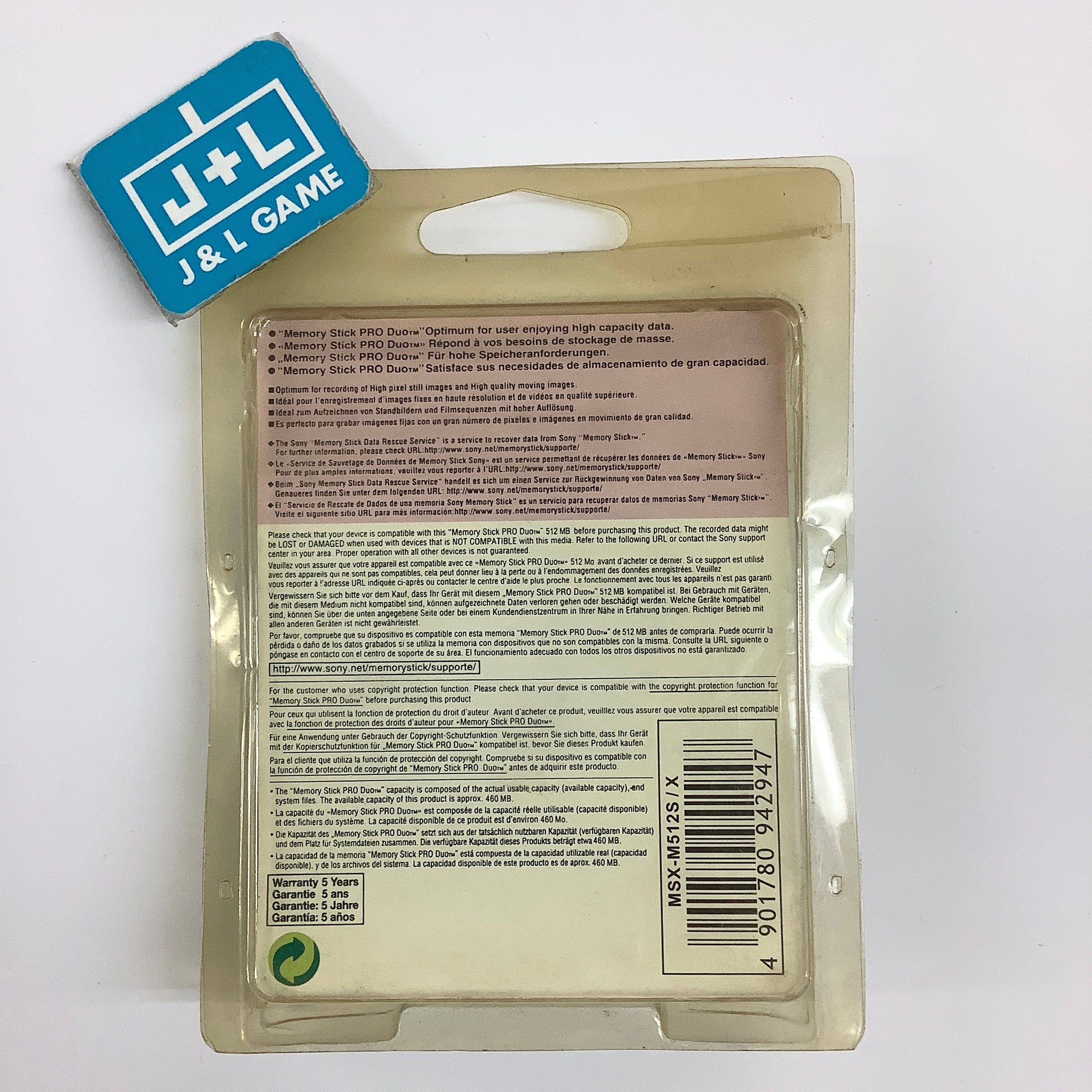 Sony Memory Stick Pro Duo 512 MB - SONY PSP ACCESSORIES Sony