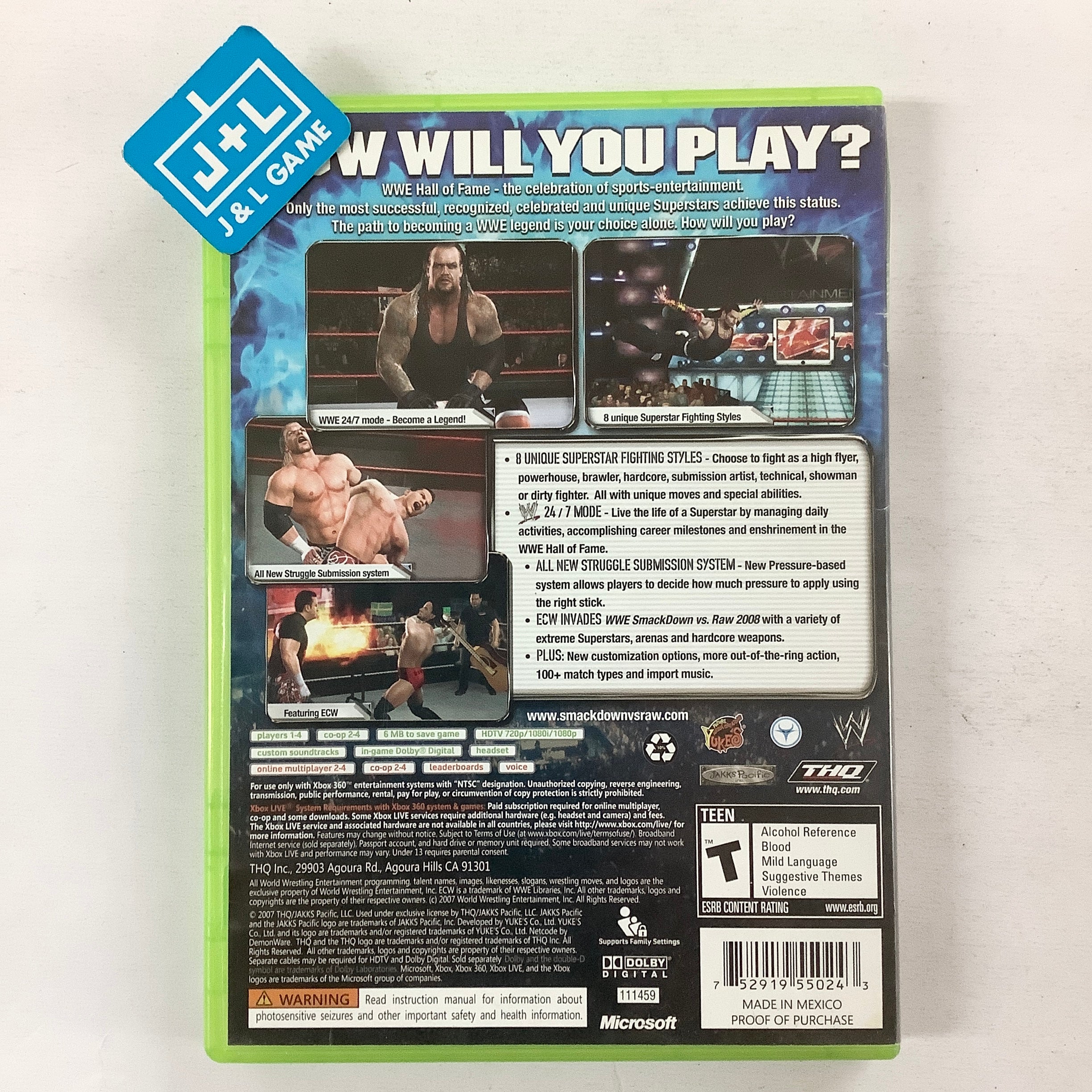 WWE SmackDown vs. Raw 2008 - Xbox 360 [Pre-Owned] Video Games THQ   