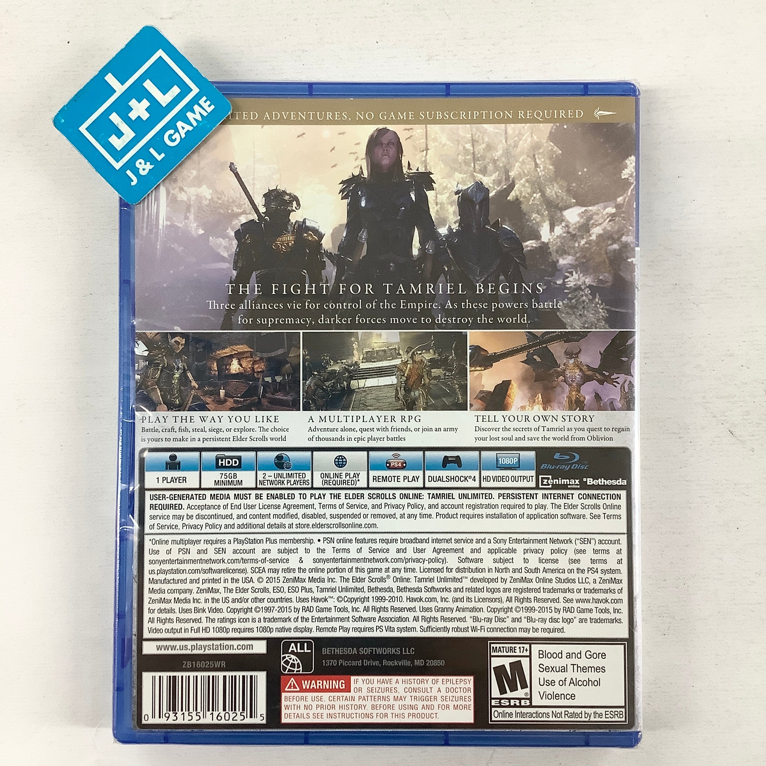 The Elder Scrolls Online: Tamriel Unlimited - (PS4) PlayStation 4 Video Games Bethesda Softworks