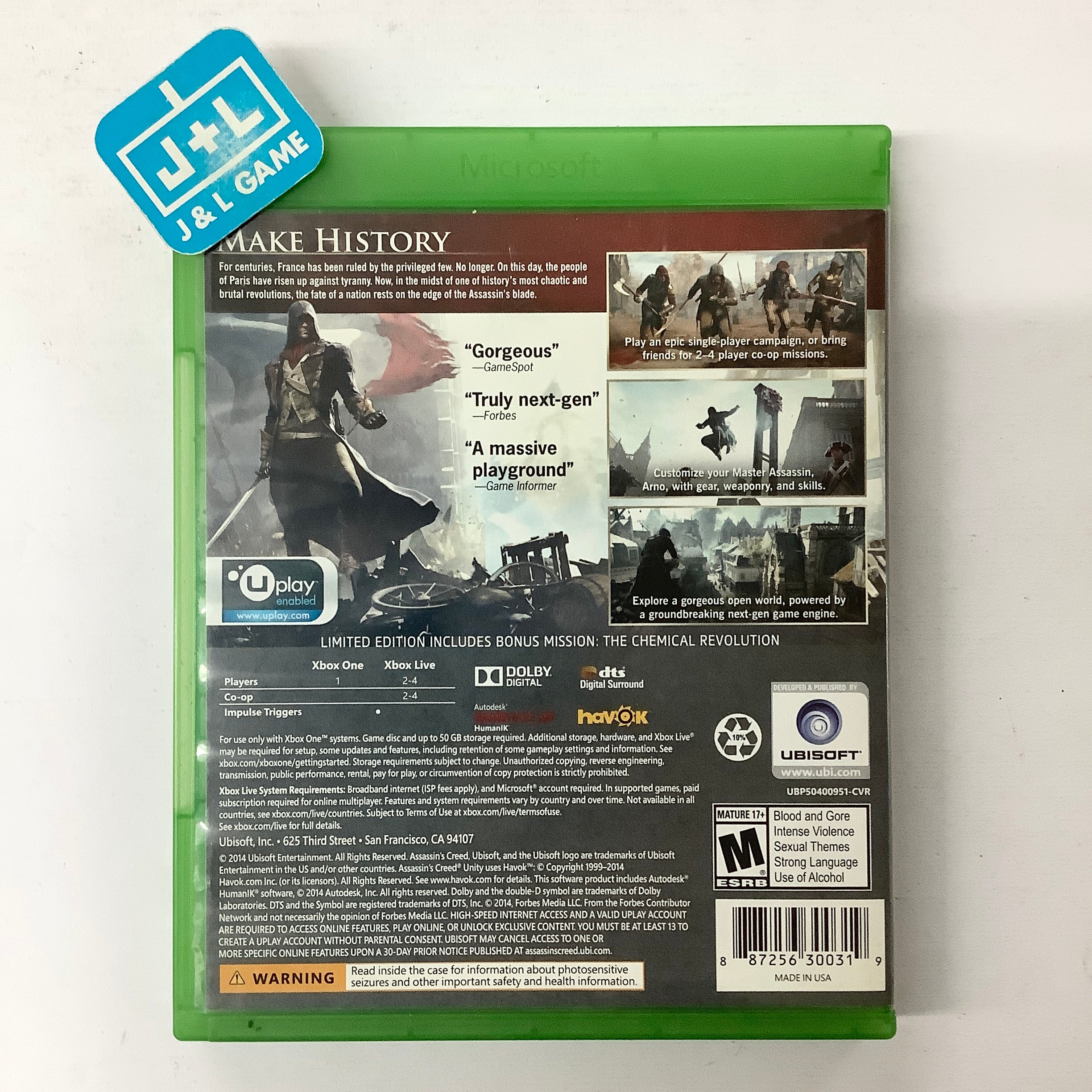 Assassin's Creed Unity (Limited Edition) - (XB1) Xbox One [Pre-Owned] Video Games Ubisoft   