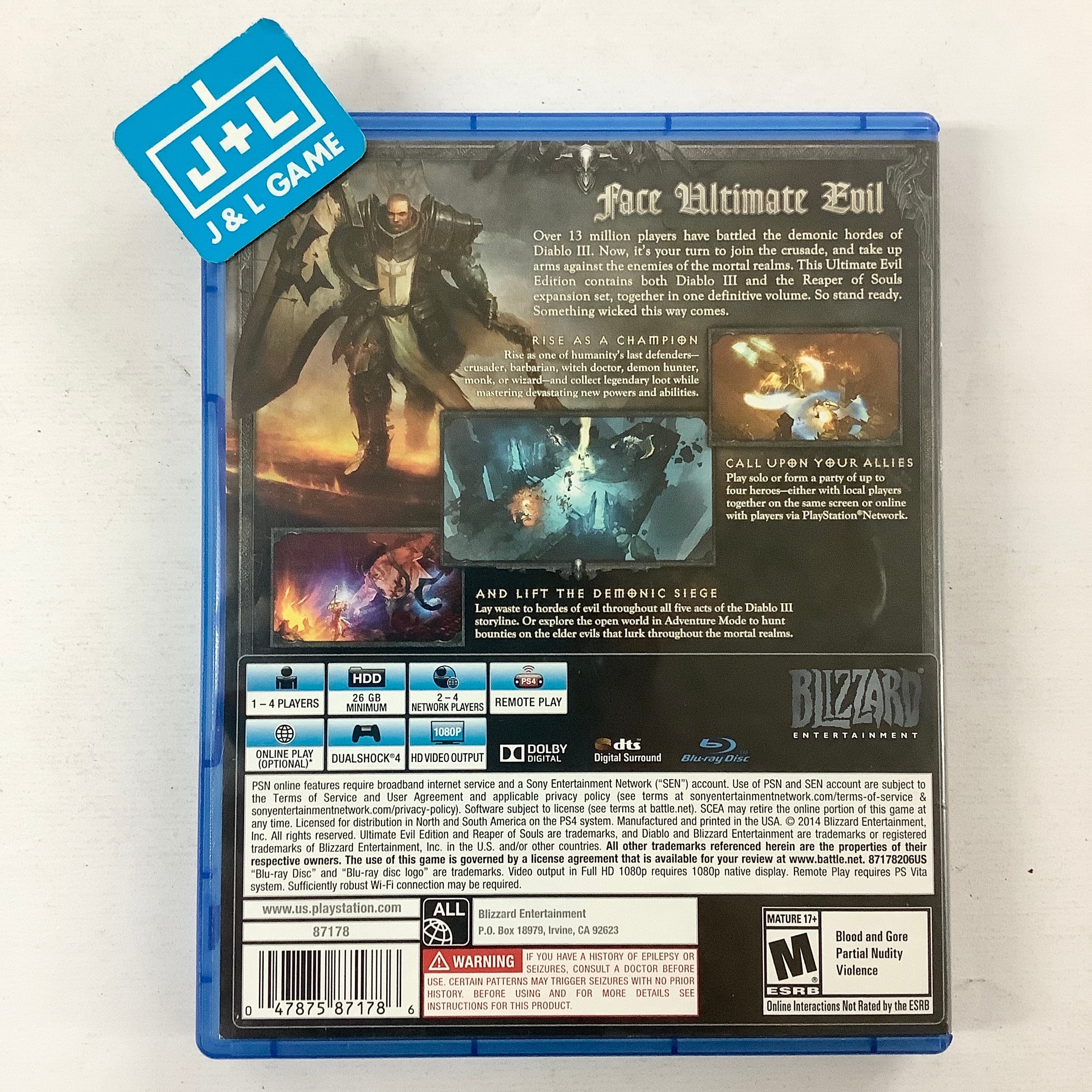 Diablo III: Ultimate Evil Edition - (PS4) PlayStation 4 [Pre-Owned] Video Games Blizzard Entertainment   