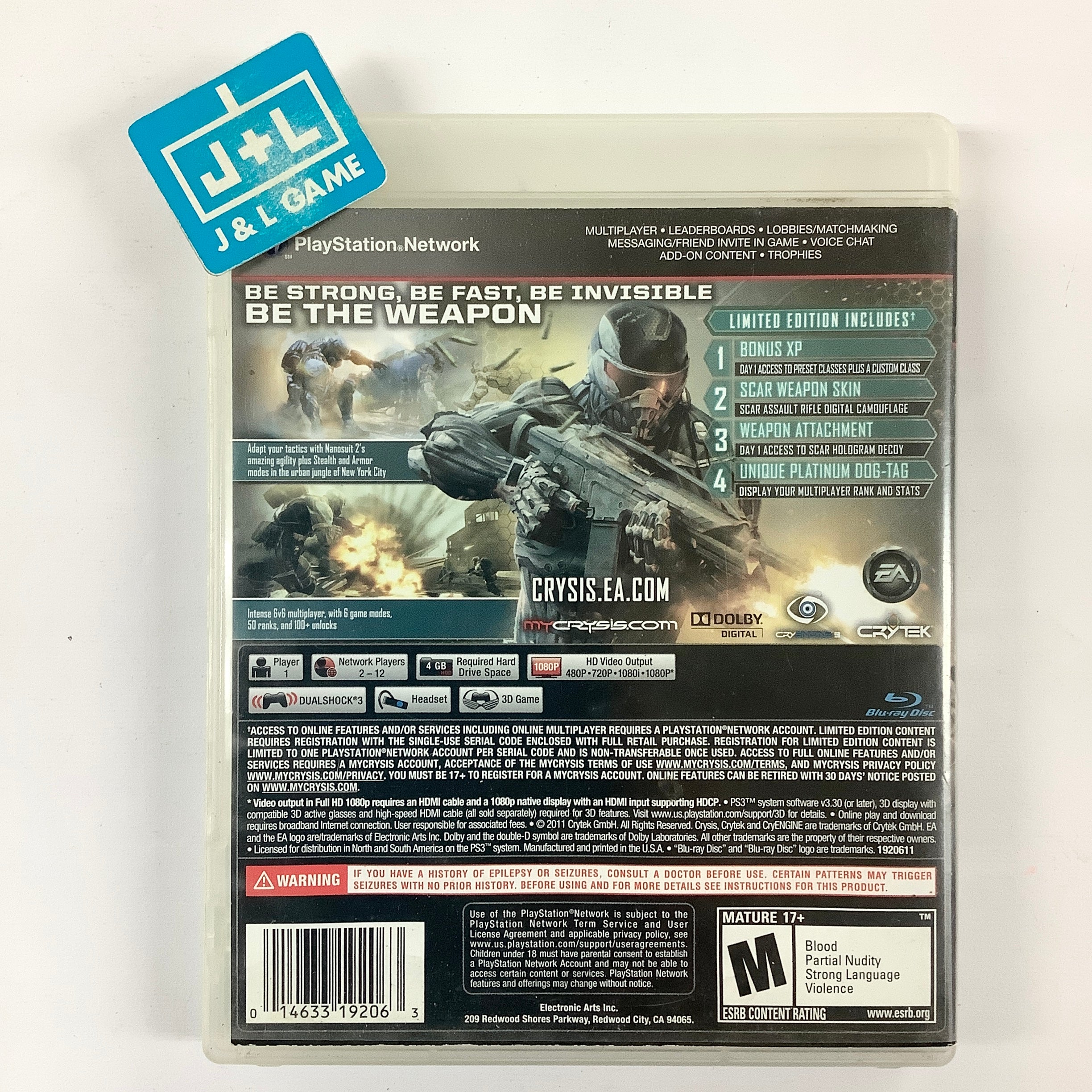 Crysis 2 (Limited Edition) - (PS3) PlayStation 3 [Pre-Owned] | J&L