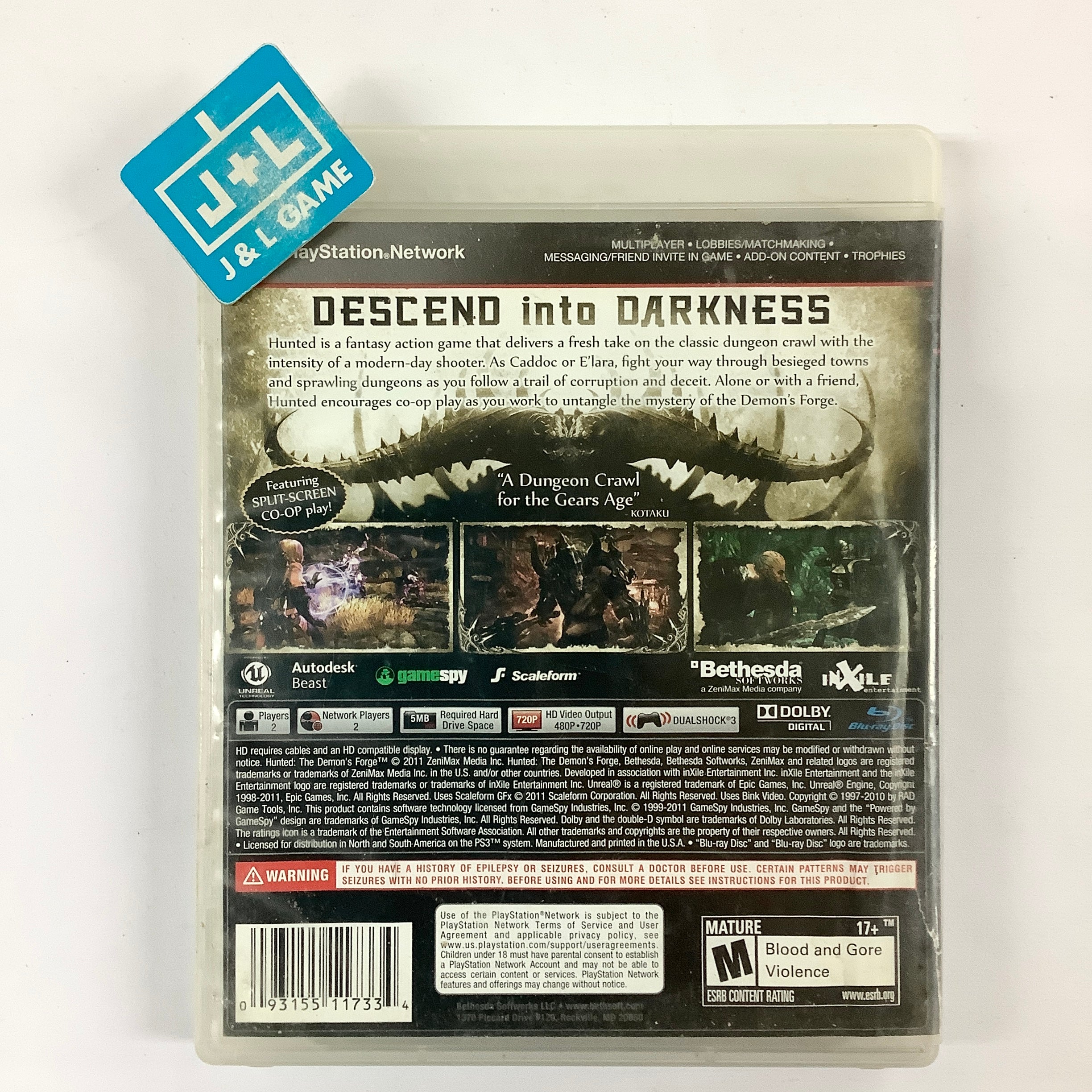 Hunted: The Demon's Forge - (PS3) PlayStation 3 [Pre-Owned] Video Games Bethesda Softworks   
