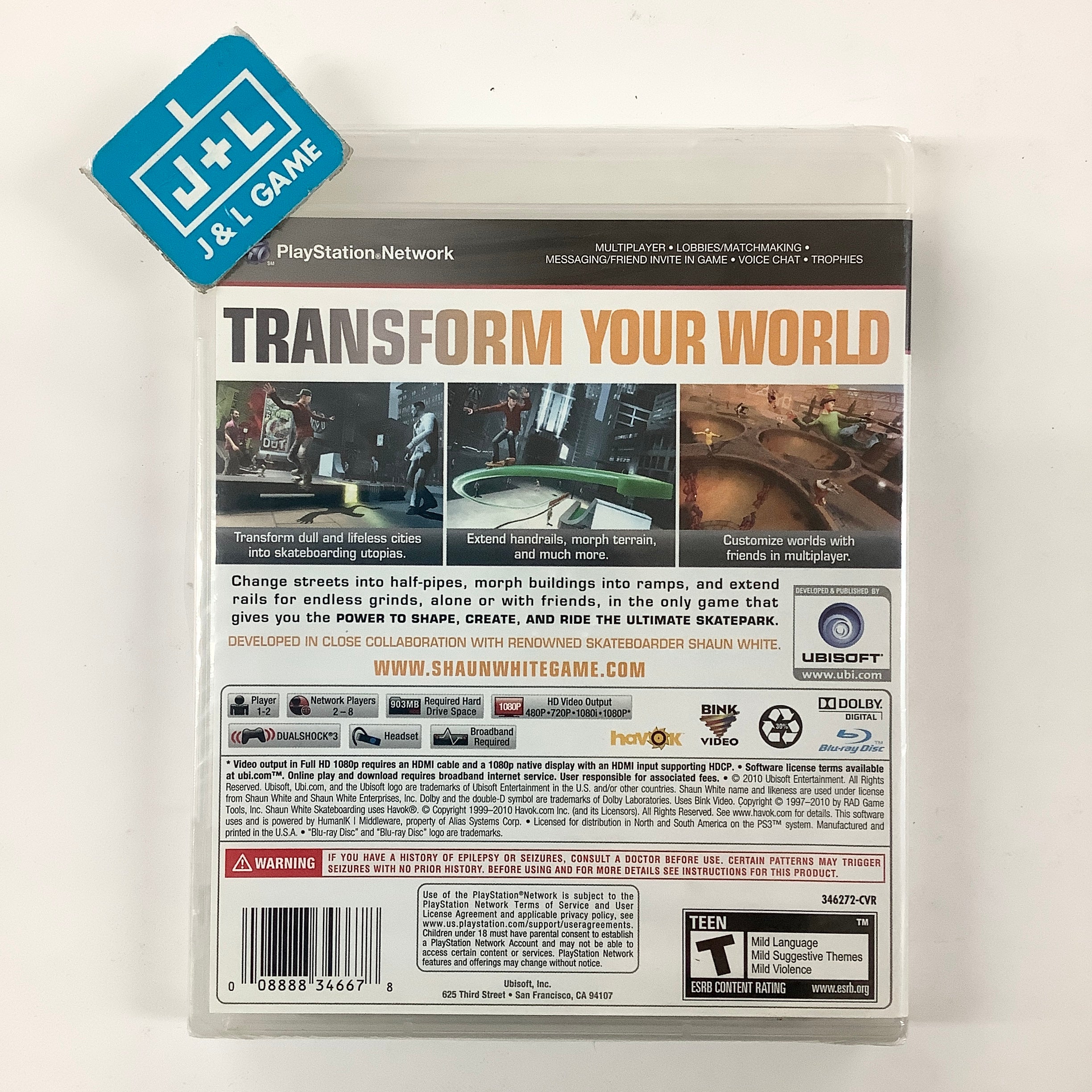 Shaun White Skateboarding - (PS3) PlayStation 3 Video Games Ubisoft