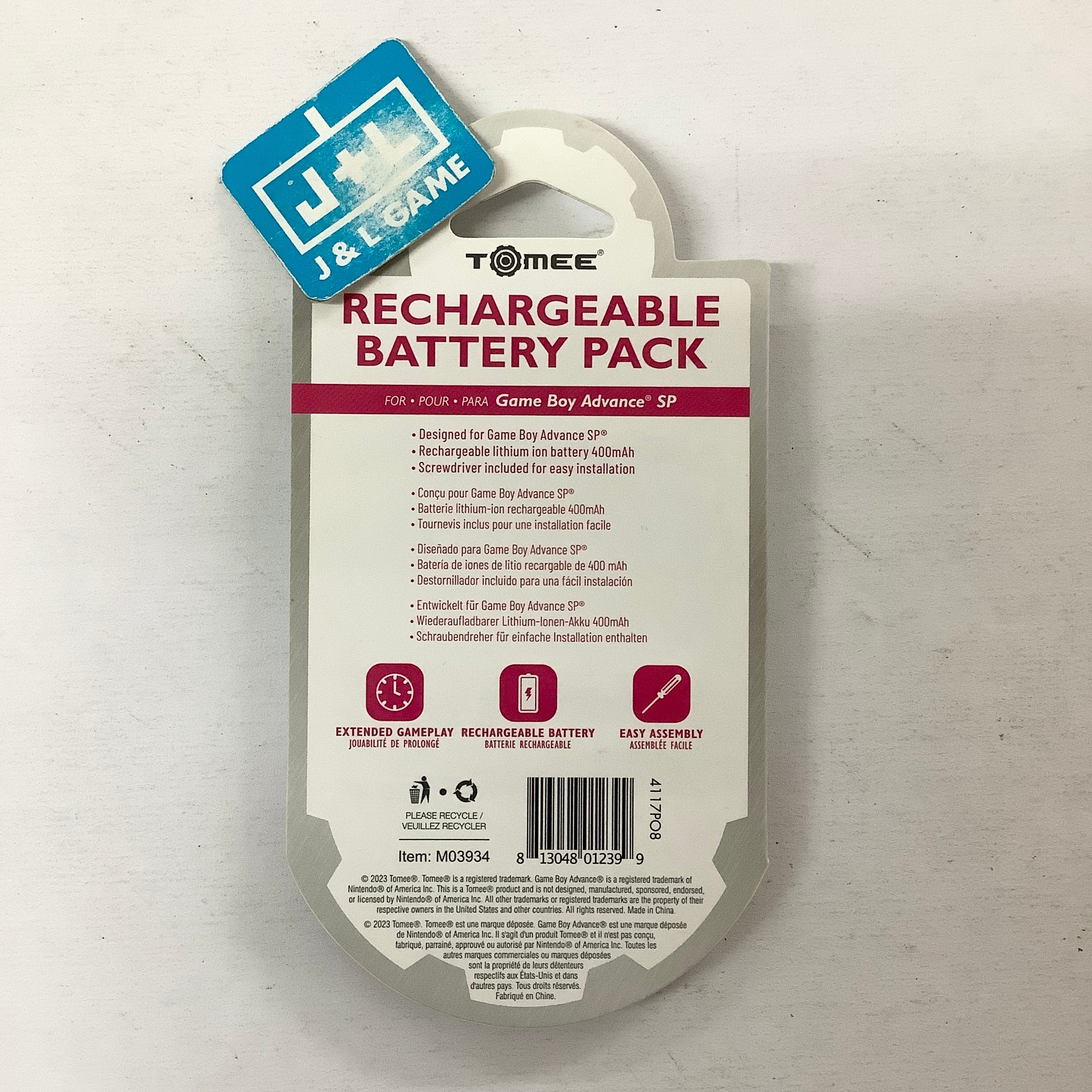 Tomee Rechargeable Battery Pack - (GBA) Game Boy Advance SP Accessories Tomee   
