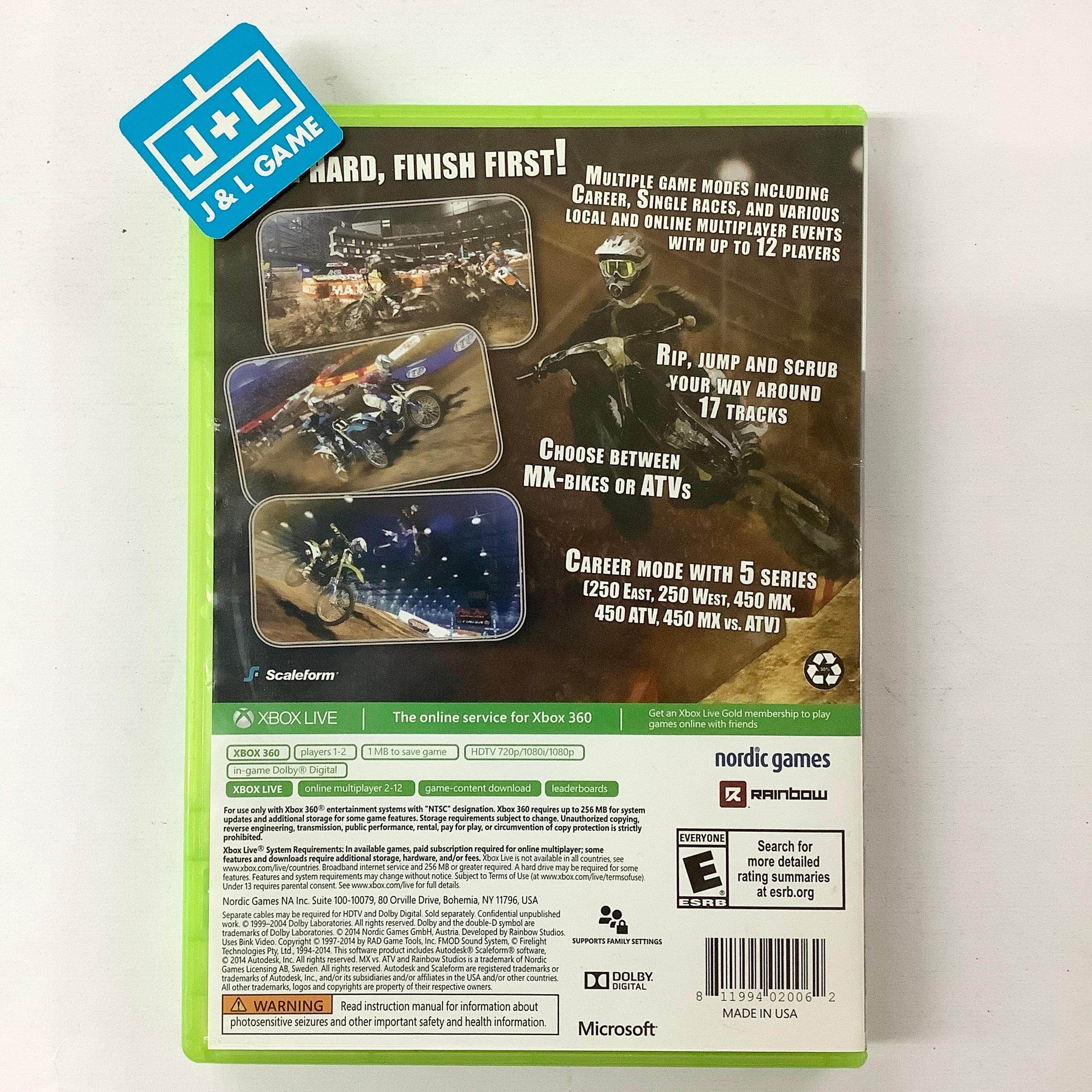 MX Vs ATV: Supercross - Xbox 360 [Pre-Owned] Video Games Nordic Games Publishing   