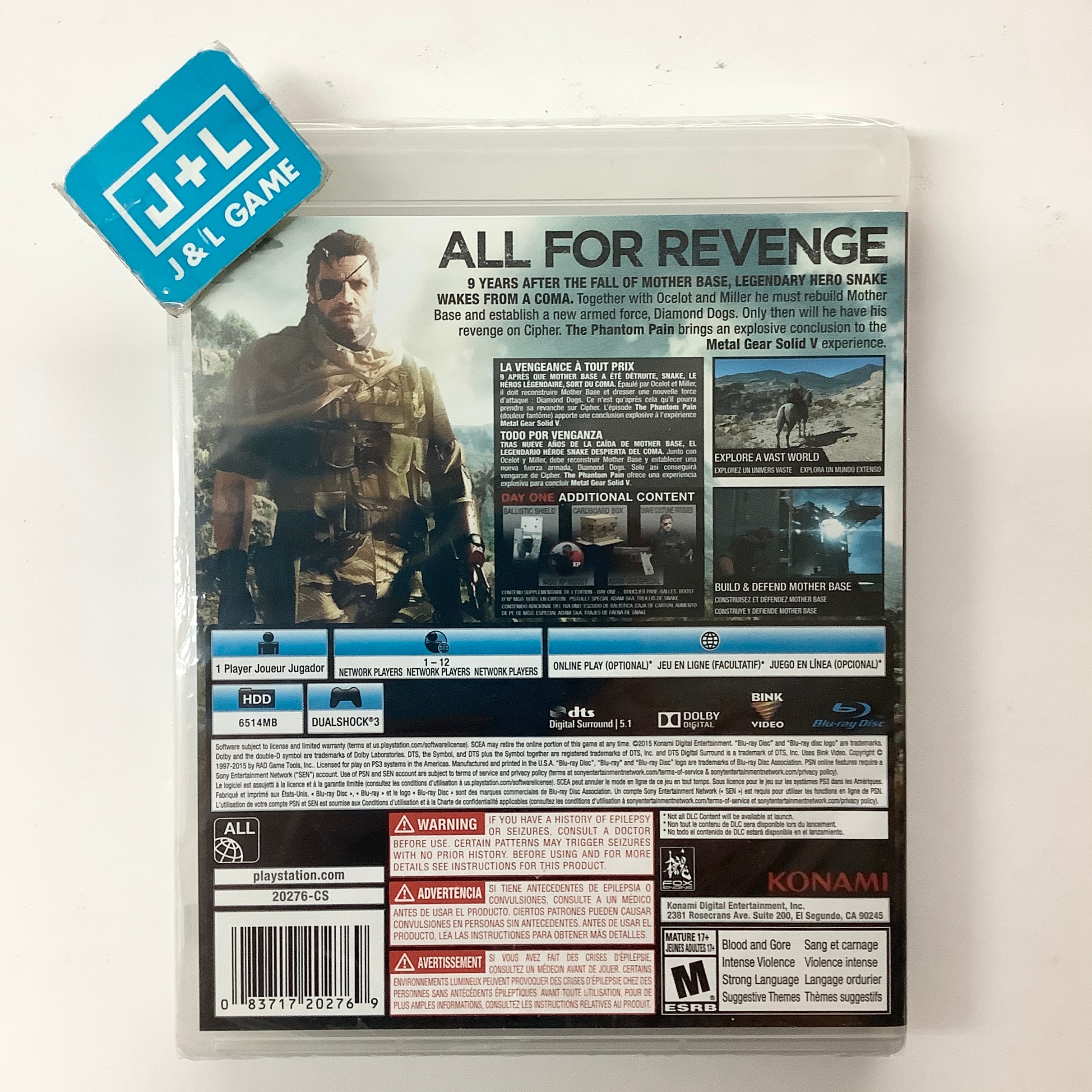 Metal Gear Solid V: The Phantom Pain (Day One Edition) - (PS3) PlayStation 3 Video Games Konami