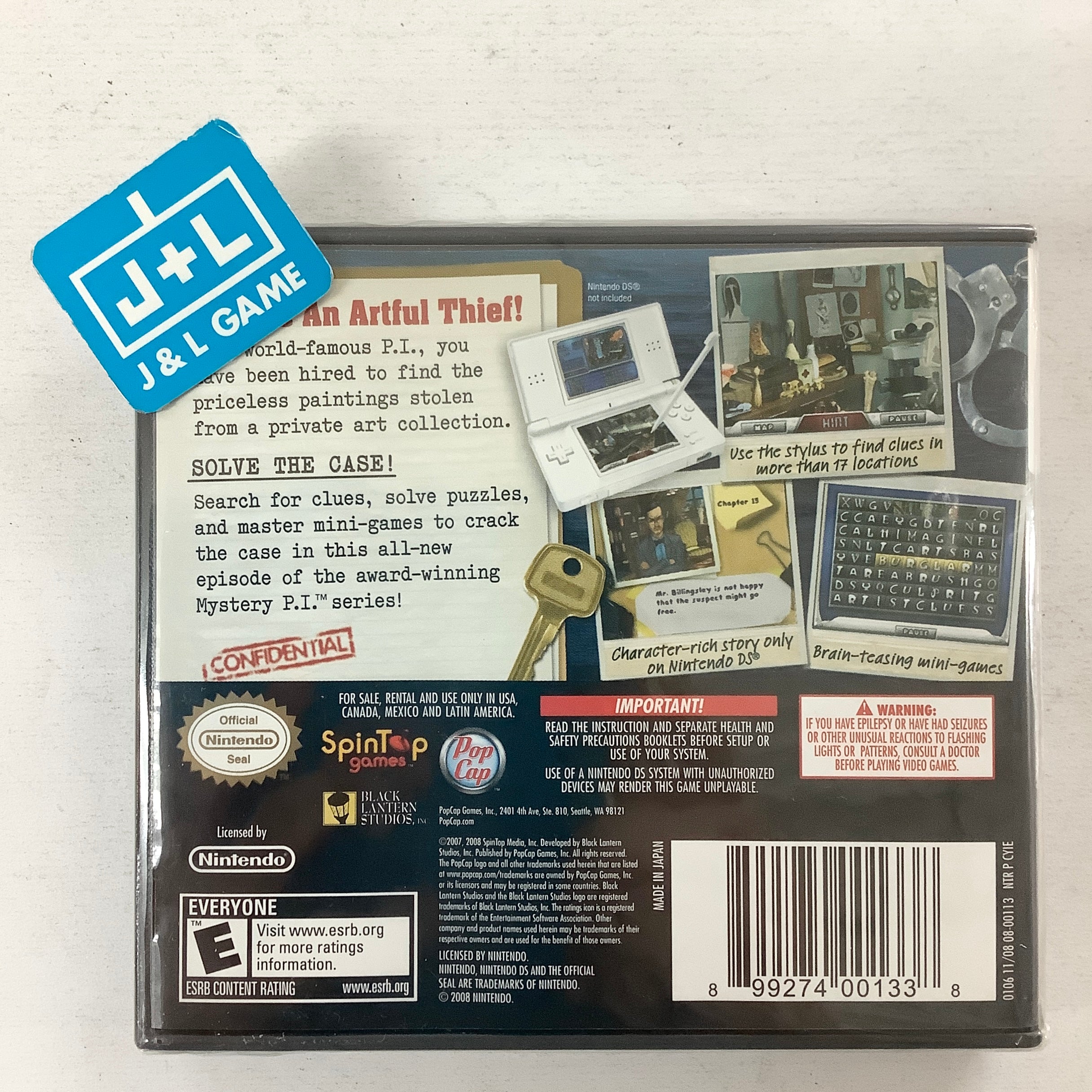 Mystery P.I.: Portrait of a Thief - (NDS) Nintendo DS Video Games PopCap   