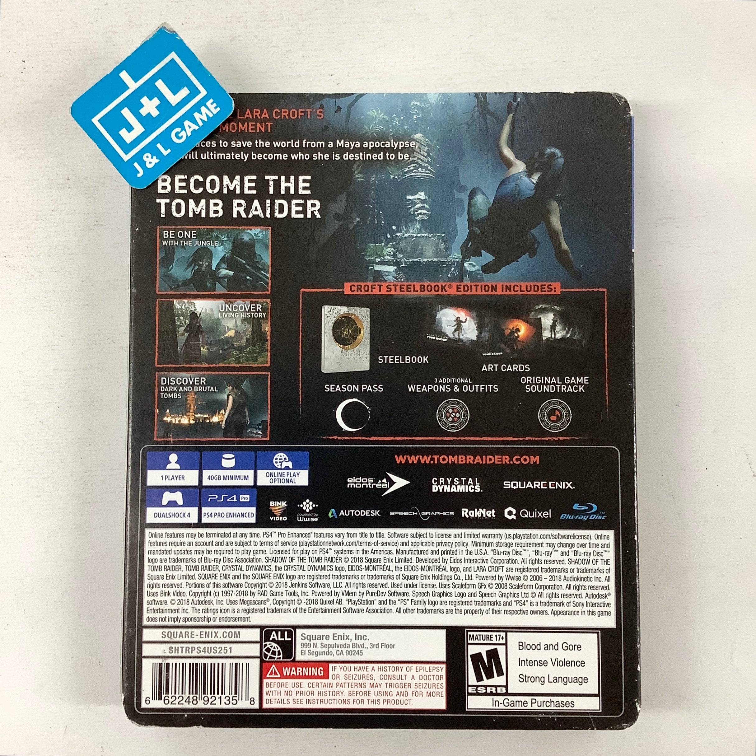 Shadow of the Tomb Raider (Croft Steelbook Edition) - (PS4) PlayStation 4 [Pre-Owned] Video Games Square Enix