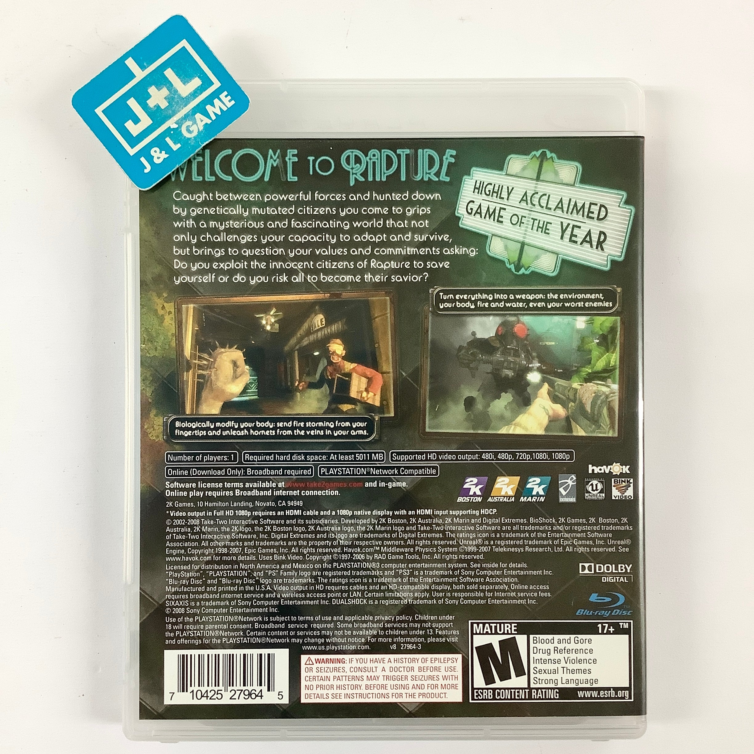 BIOSHOCK SONY PLAYSTATION 3 (PS3) FR OCCASION (AVEC FOURREAU BIOSHOCK SONY PLAYSTATION 3 (PS3) FR OCCASION (AVEC FOURREAU