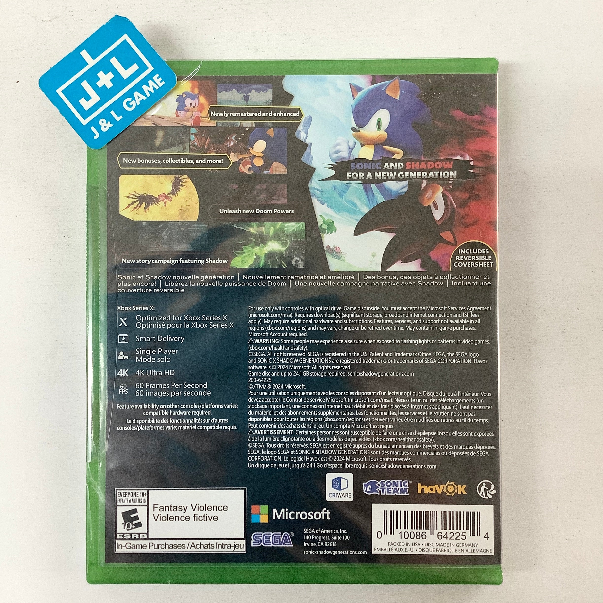 Sonic X Shadow Generations - (XSX) Xbox Series X Video Games Sega   
