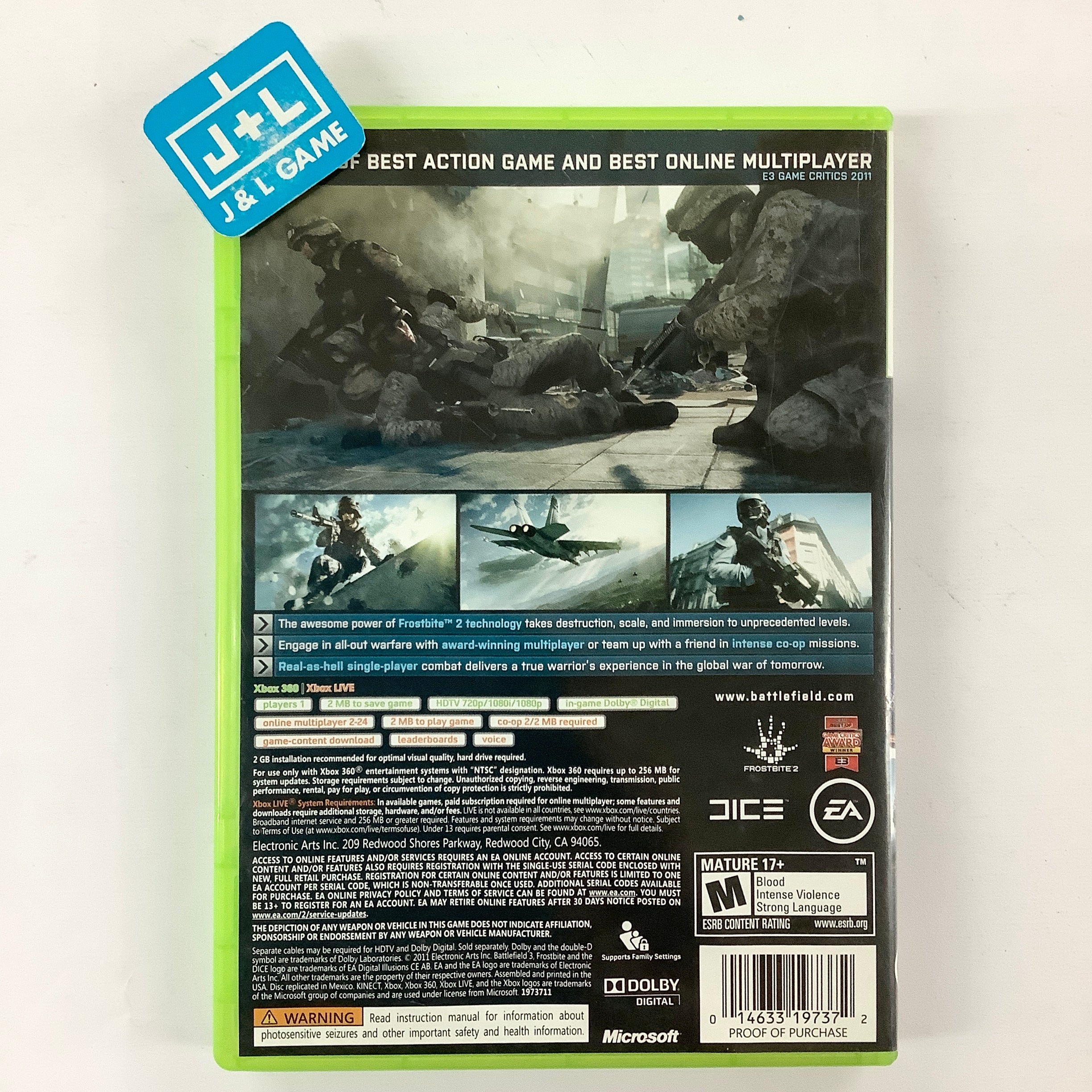 Battlefield 3 - Xbox 360 [Pre-Owned] | J&L Game