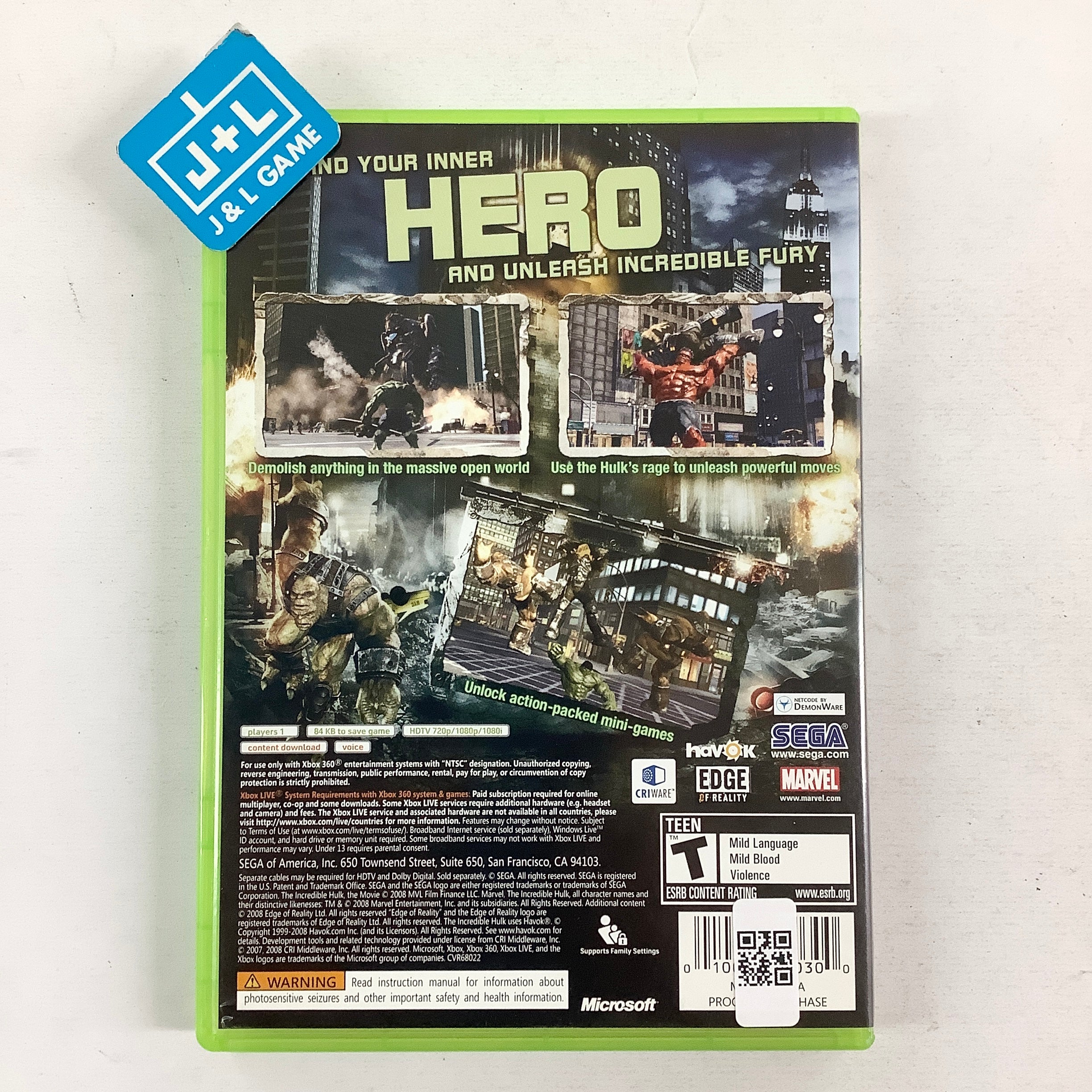 The Incredible Hulk (GameStop Exclusive) - Xbox 360 [Pre-Owned] Video Games Sega