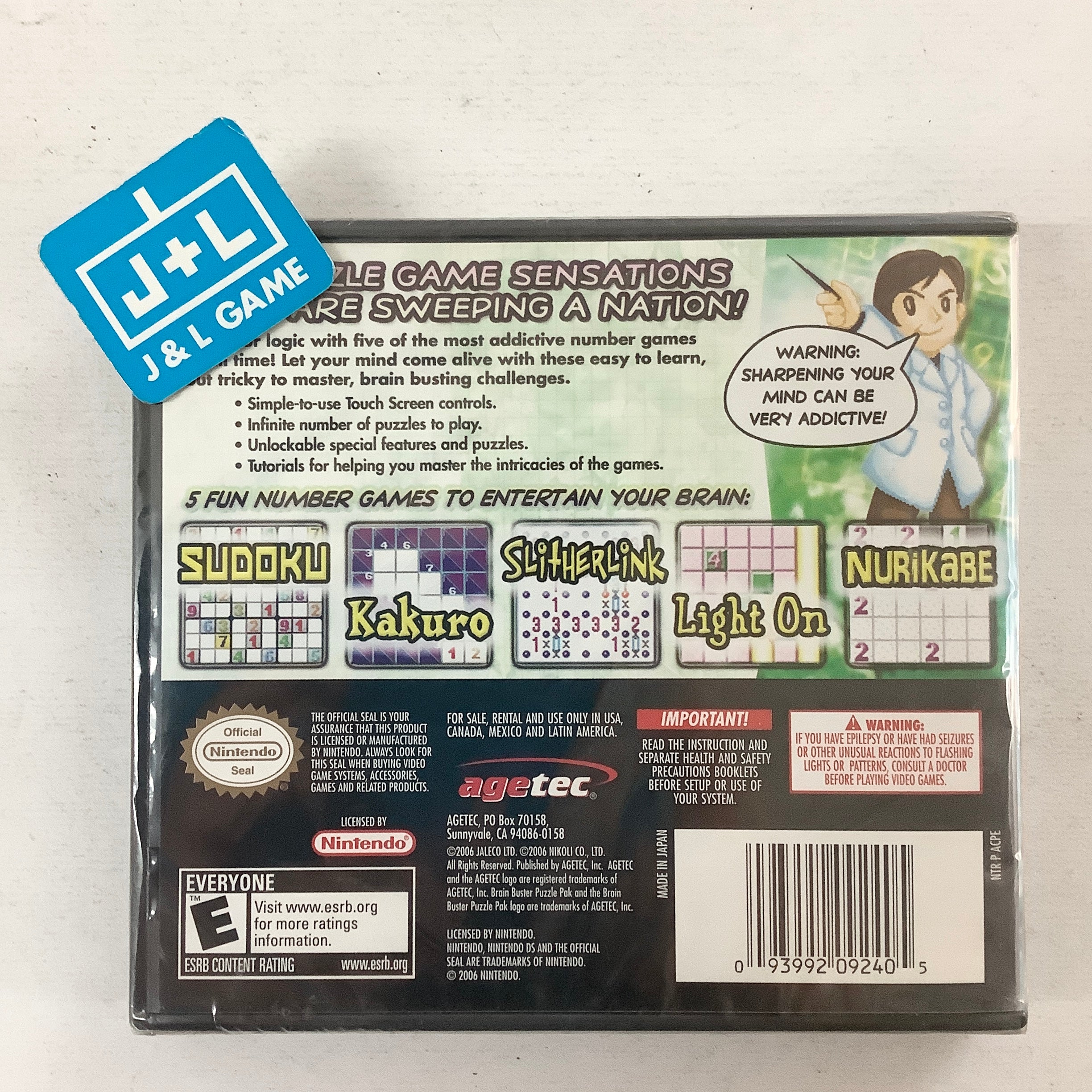 Brain Buster: Puzzle Pak - (NDS) Nintendo DS Video Games Agetec   