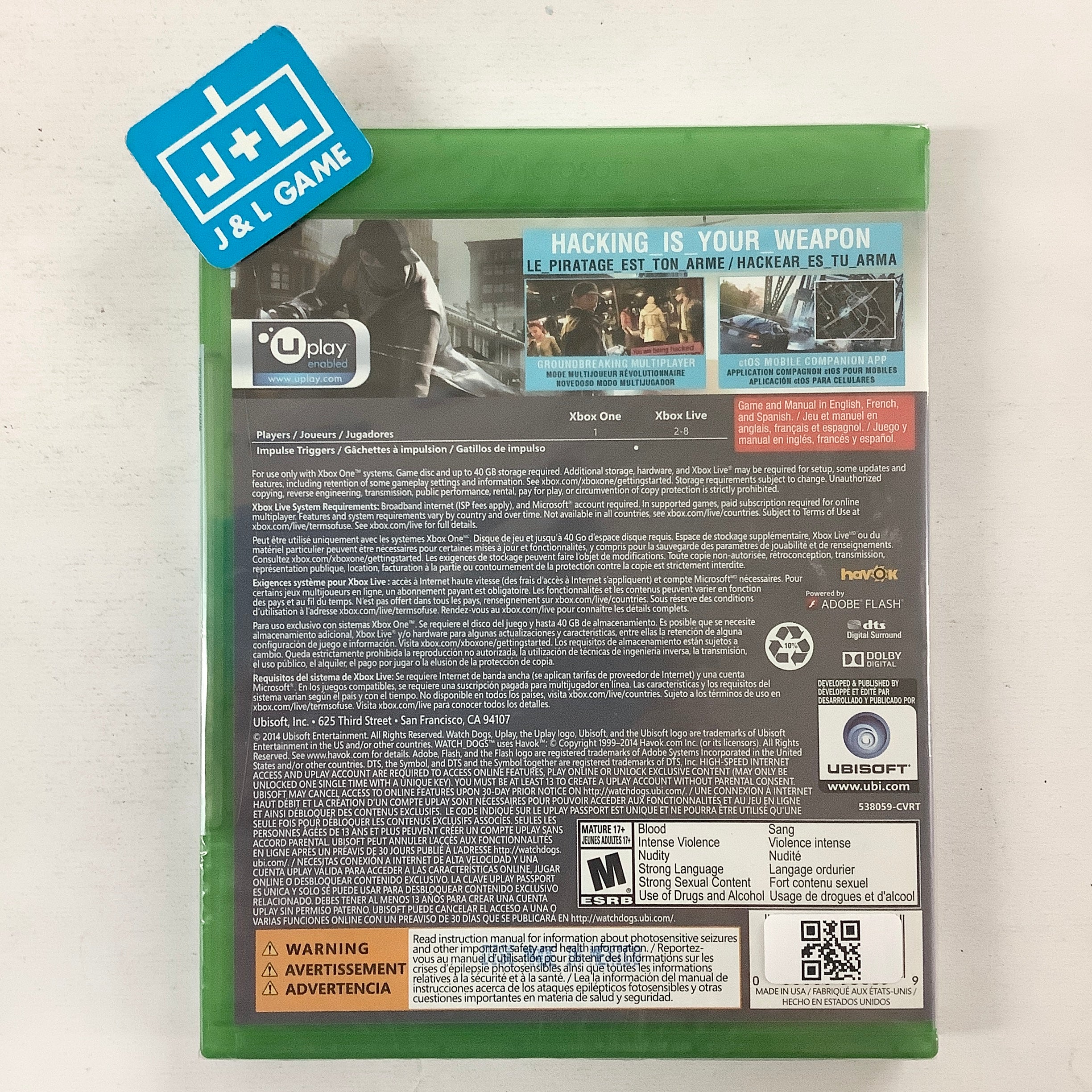 Watch Dogs - (XB1) Xbox One Video Games Ubisoft   