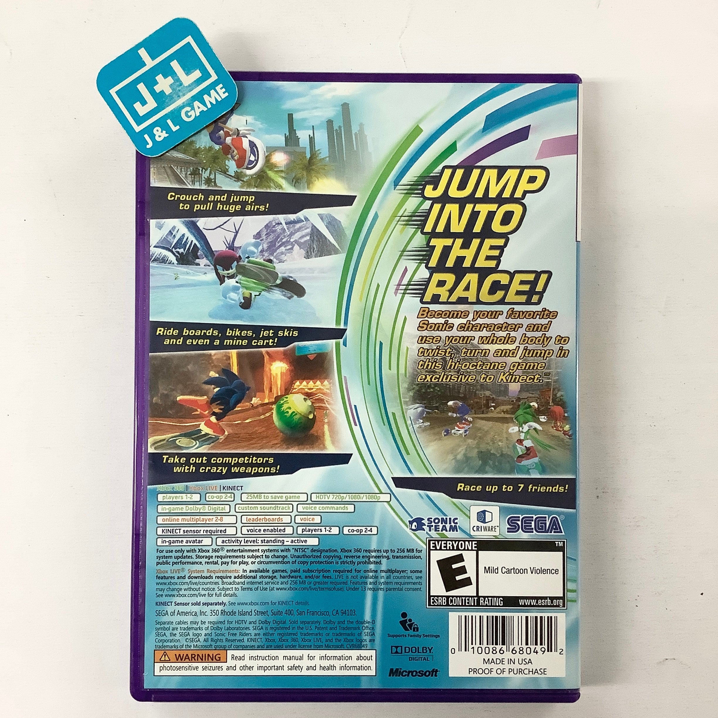 Sonic Free Riders (Kinect Required) - Xbox 360 [Pre-Owned] Video Games Sega   