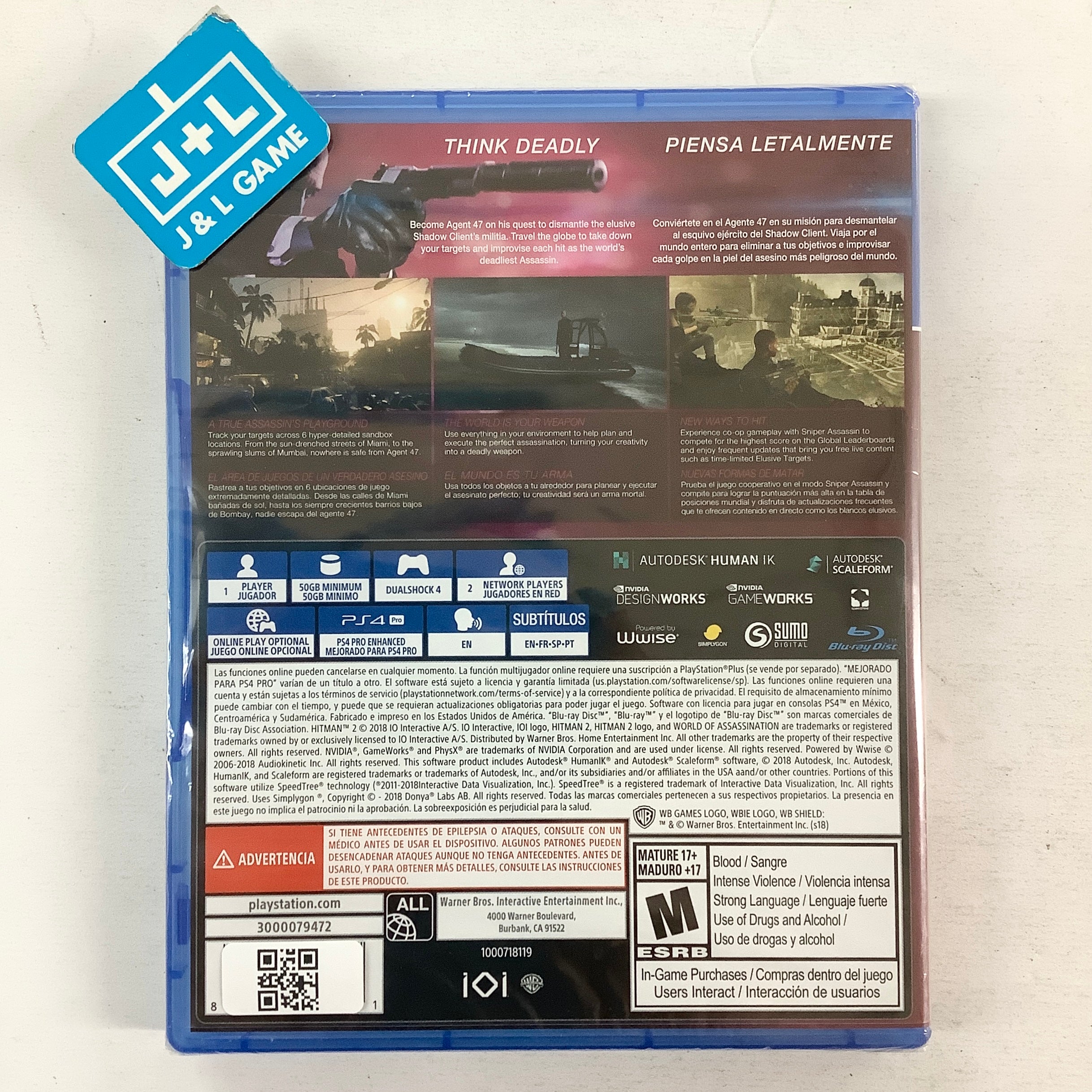 Hitman 2 - (PS4) PlayStation 4 Video Games WB Games