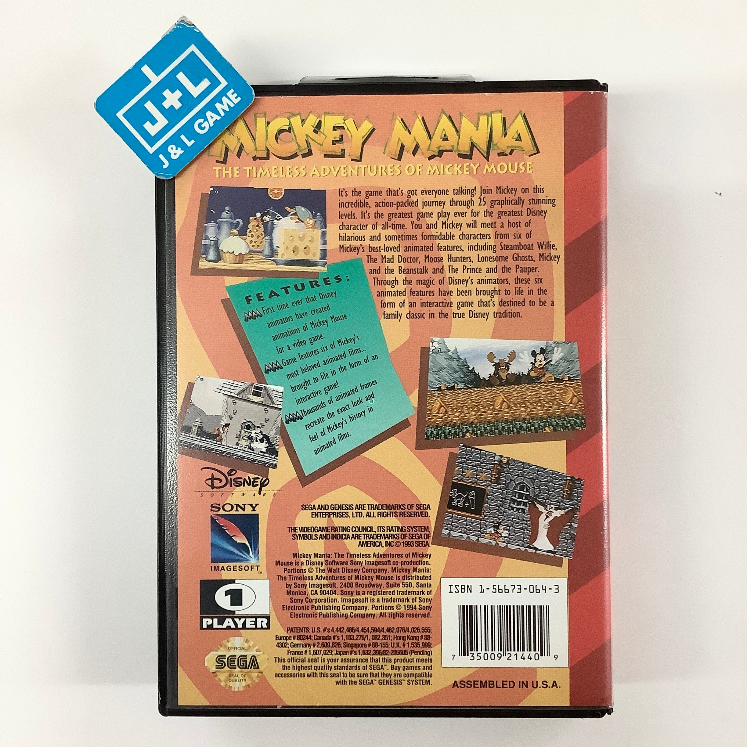 Mickey Mania: The Timeless Adventures of Mickey Mouse - (SG) SEGA Genesis [Pre-Owned] Video Games Sony Imagesoft