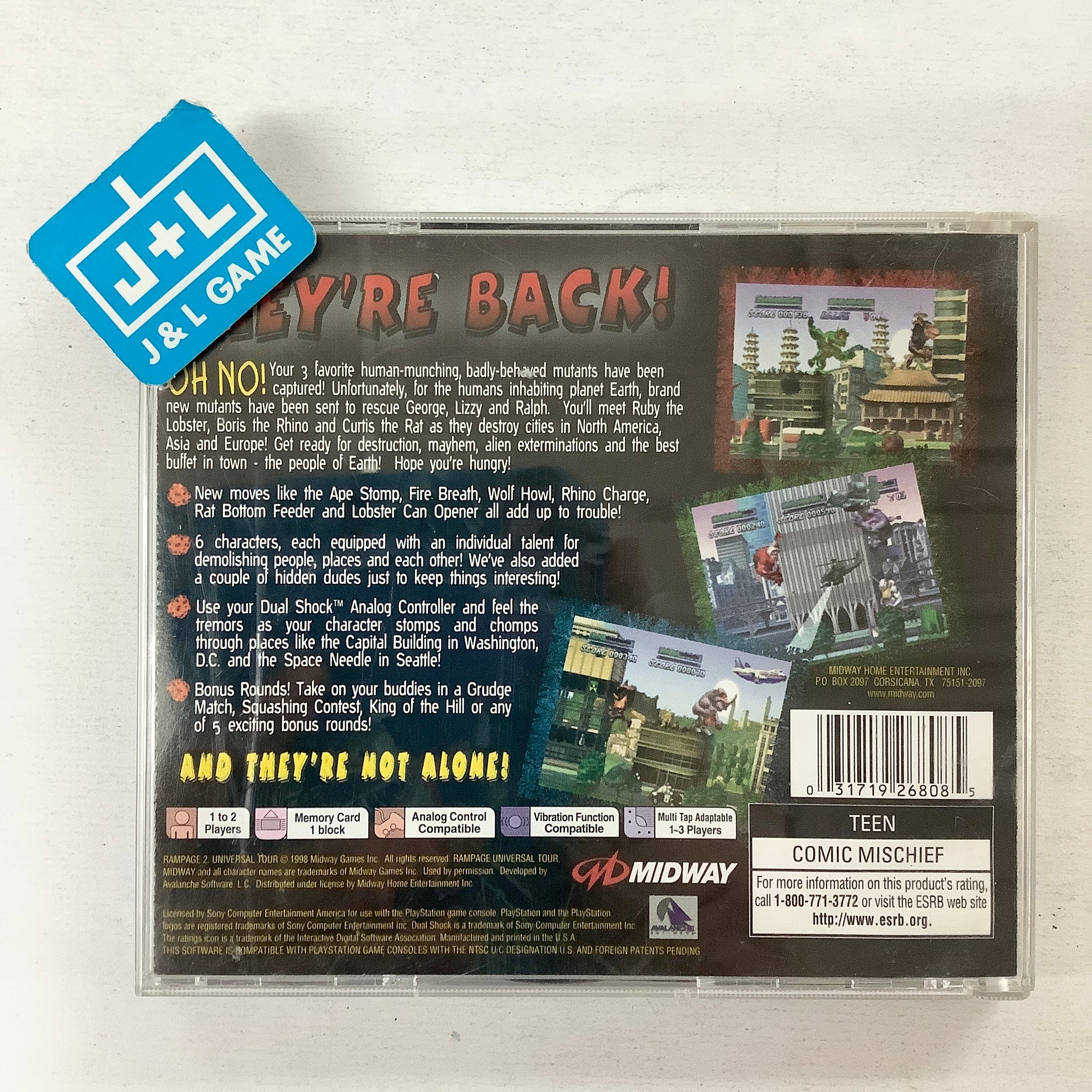 Rampage 2: Universal Tour - (PS1) PlayStation 1 [Pre-Owned] Video Games Midway   