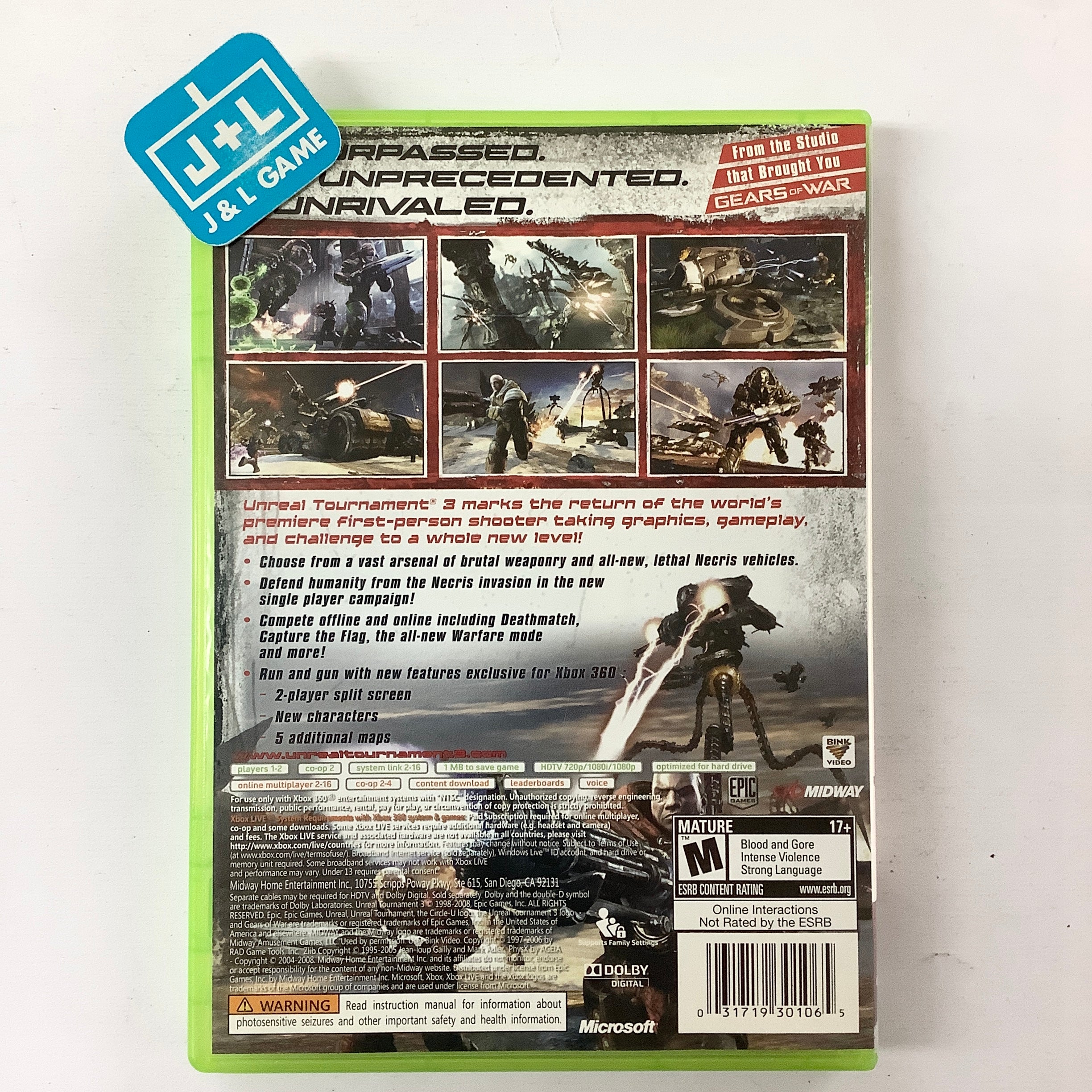 Unreal Tournament III - Xbox 360 [Pre-Owned] | J&L Game