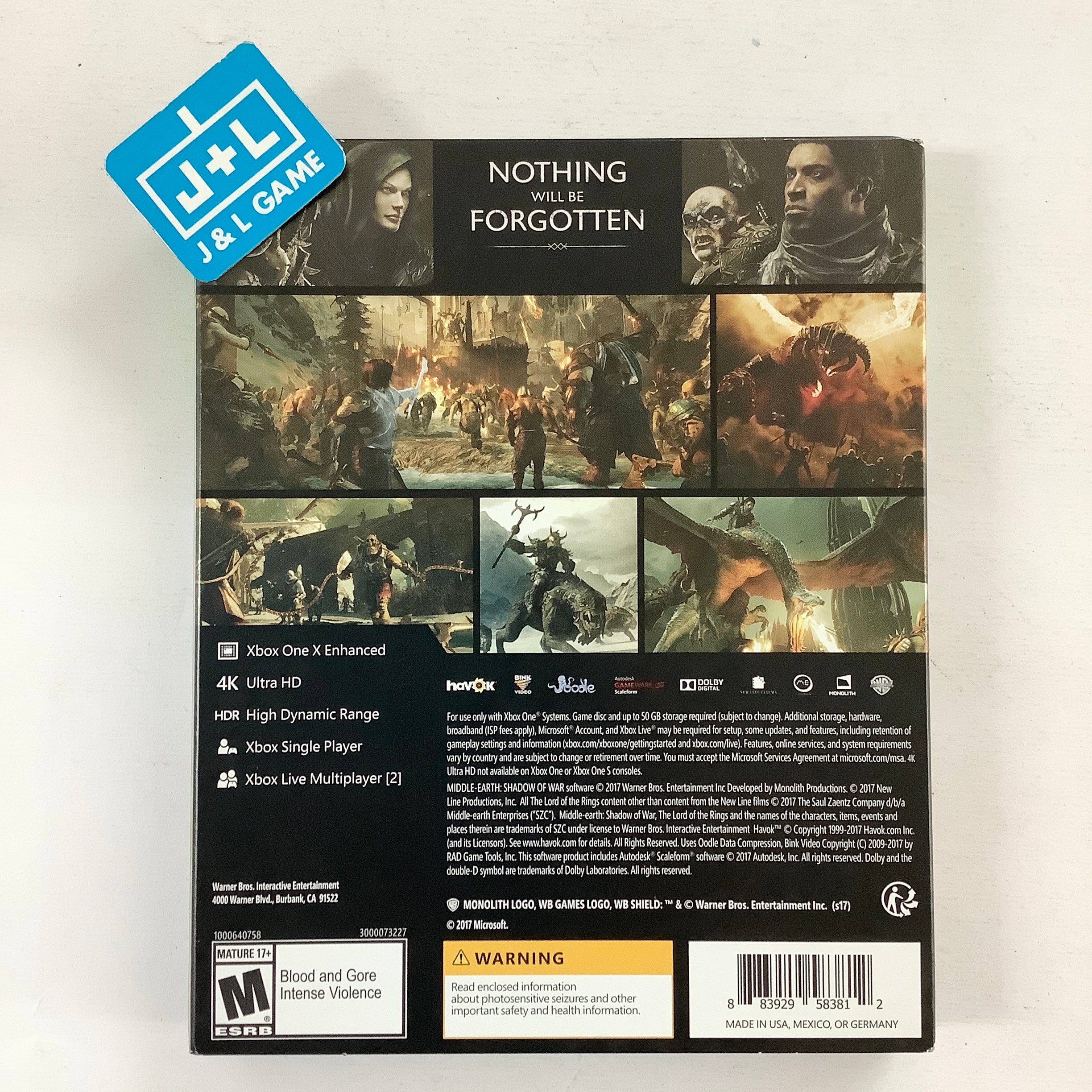 Middle-Earth: Shadow Of War (Gold Edition) - (XB1) Xbox One [Pre-Owned] Video Games WB Games   