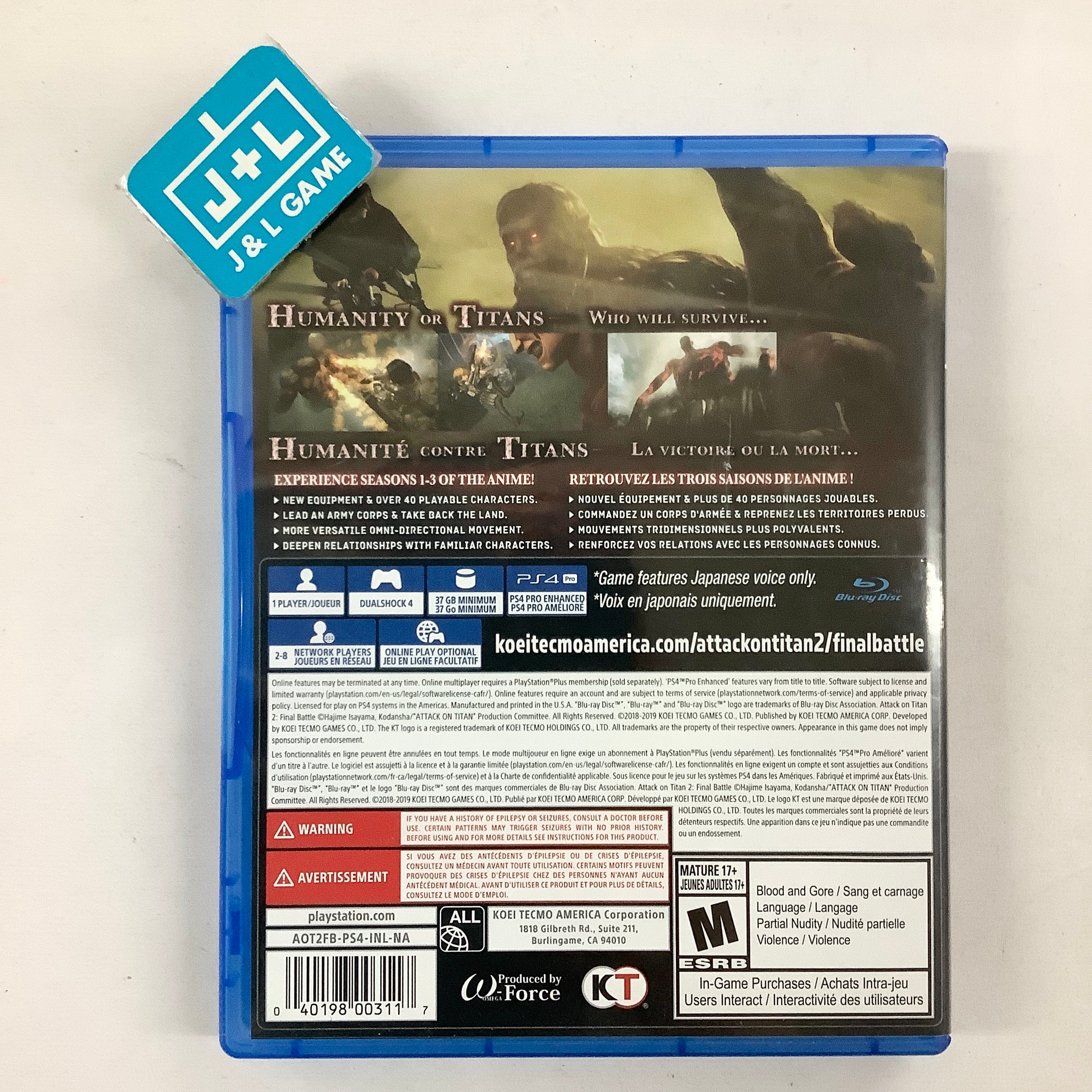 Attack On Titan 2: Final Battle - (PS4) PlayStation 4 [Pre-Owned