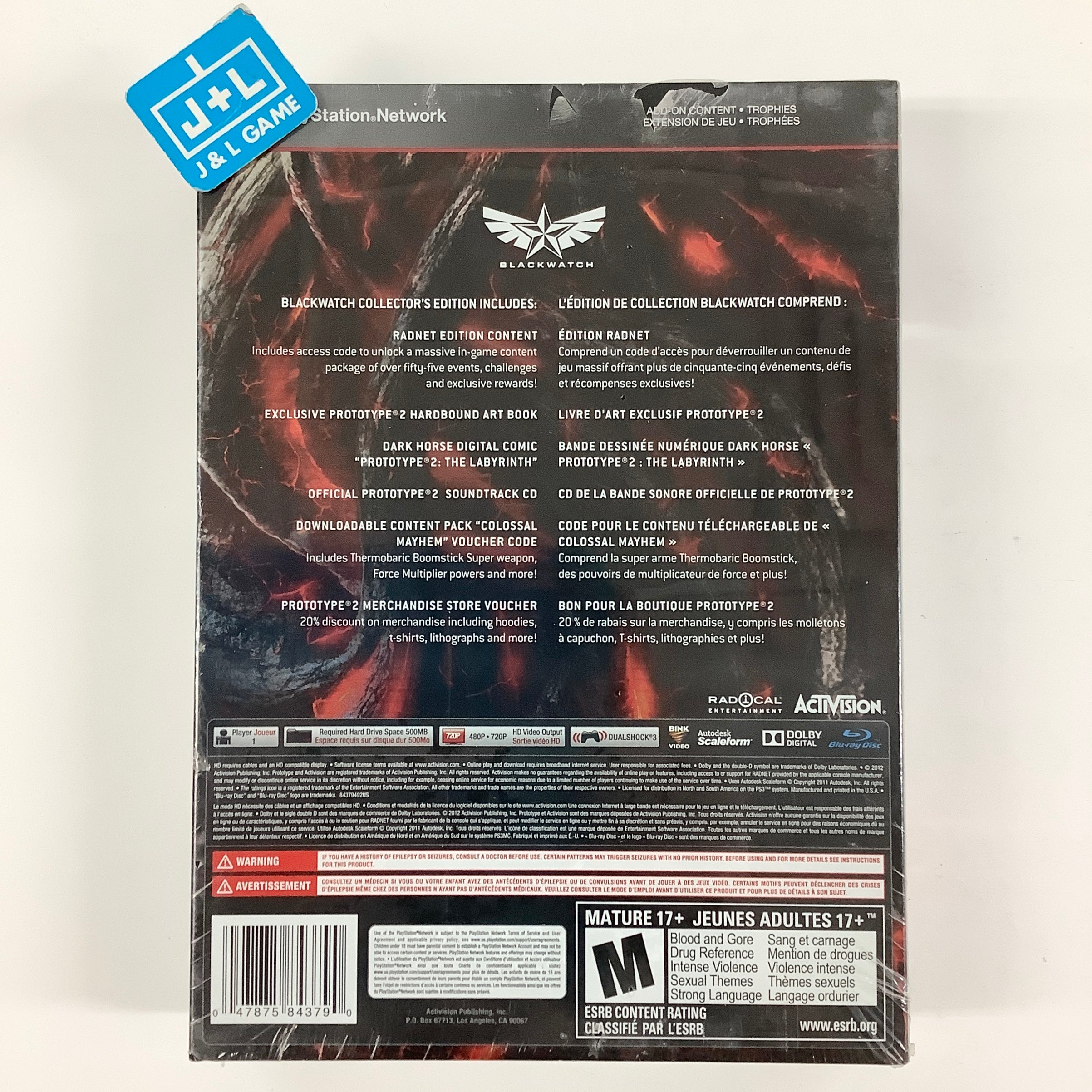 Prototype 2 (Blackwatch Collector's Edition) - (PS3) Playstation 3 Video Games ACTIVISION