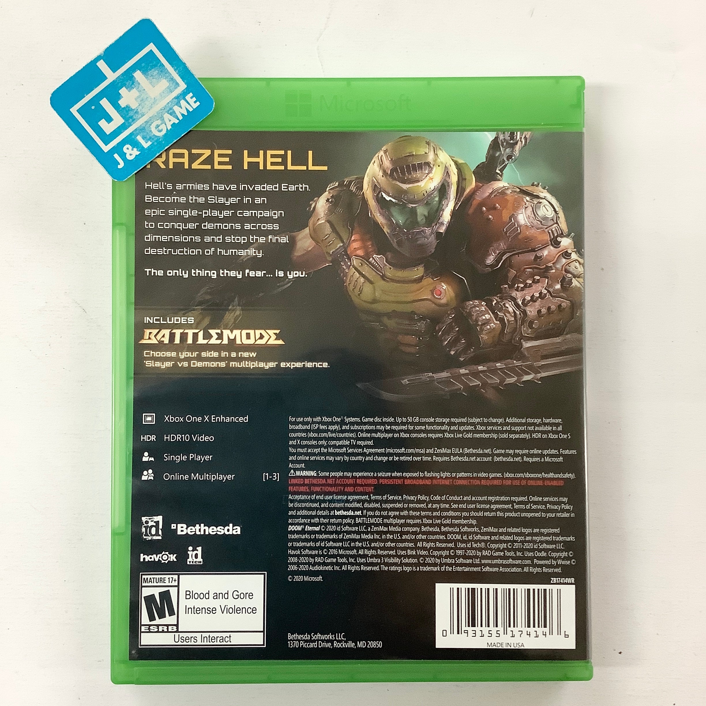 Doom Eternal - (XB1) Xbox One [Pre-Owned] Video Games Bethesda   