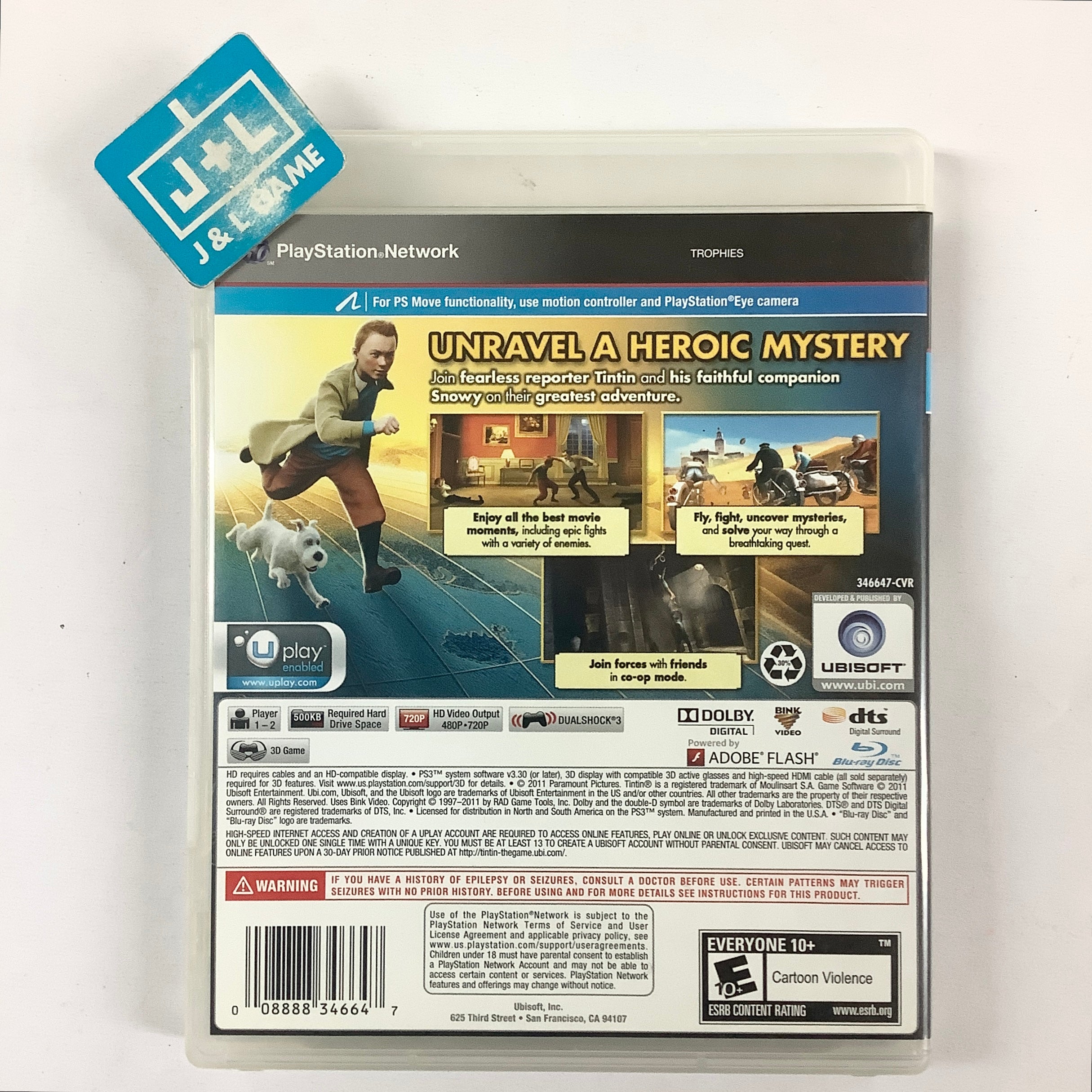 The Adventures of Tintin: The Game - (PS3) PlayStation 3 [Pre-Owned] Video Games Ubisoft   