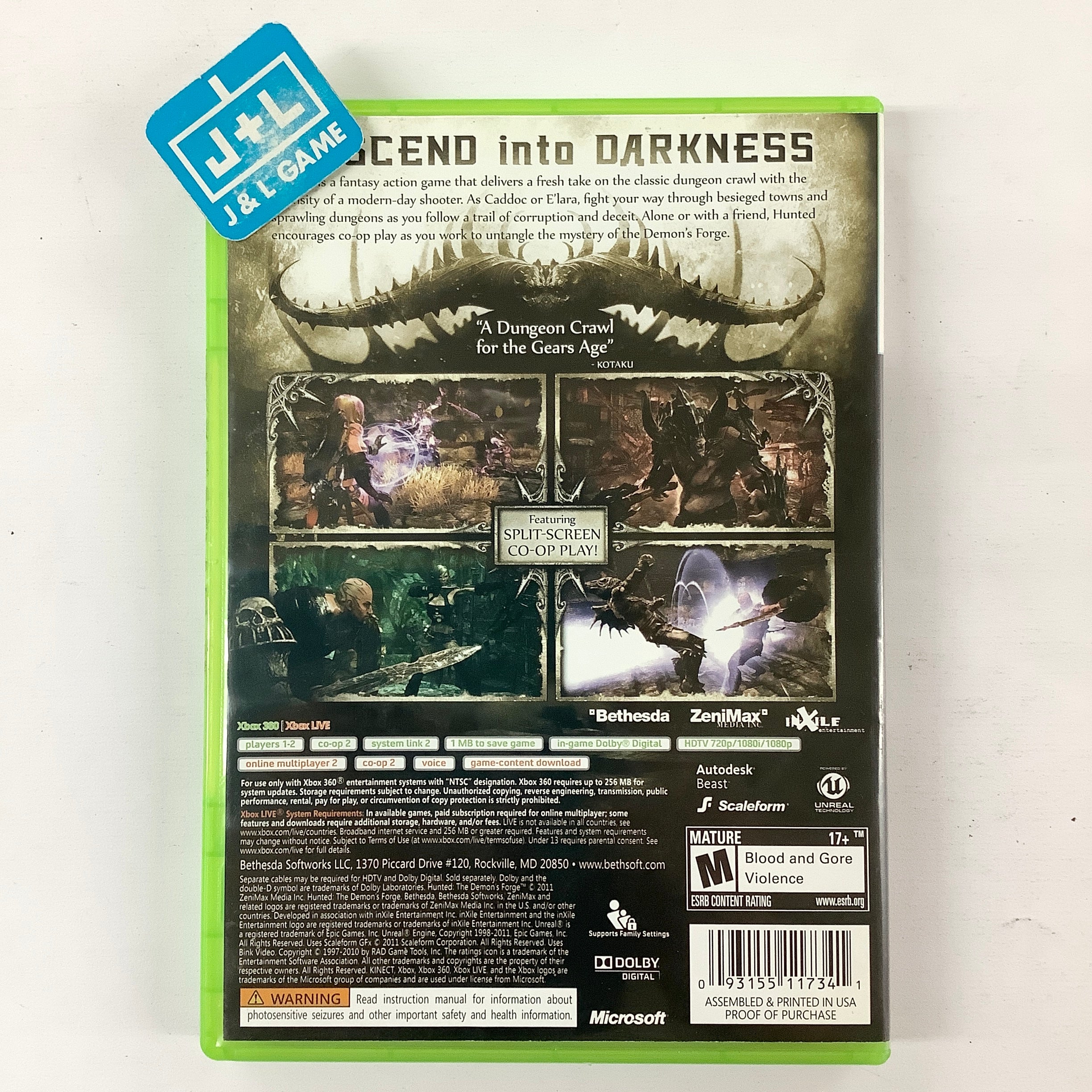 Hunted: The Demon's Forge - Xbox 360 [Pre-Owned] | J&L Game