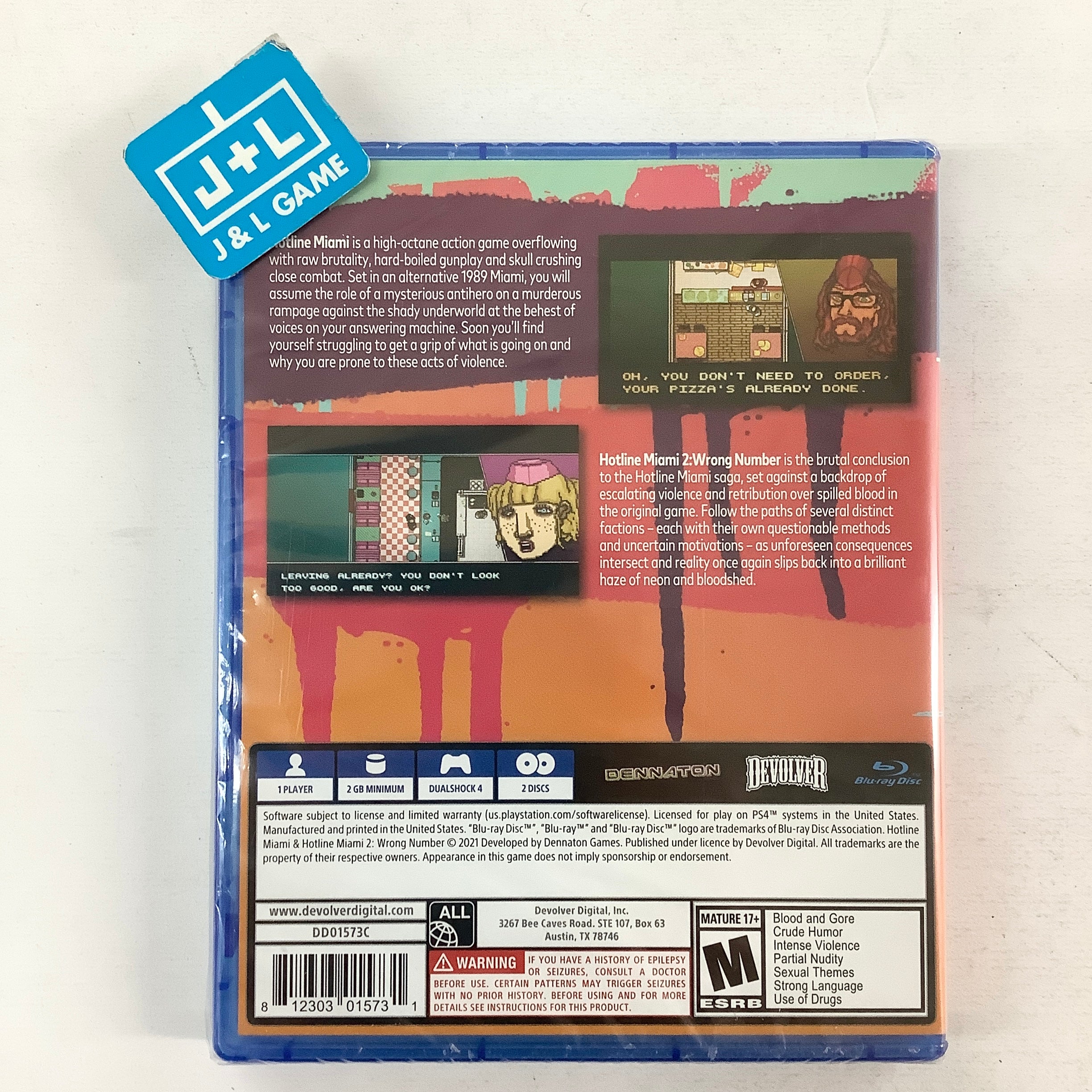 Hotline Miami & Hotline Miami 2: Wrong Number - (PS4) PlayStation 4 Video Games Devolver Digital