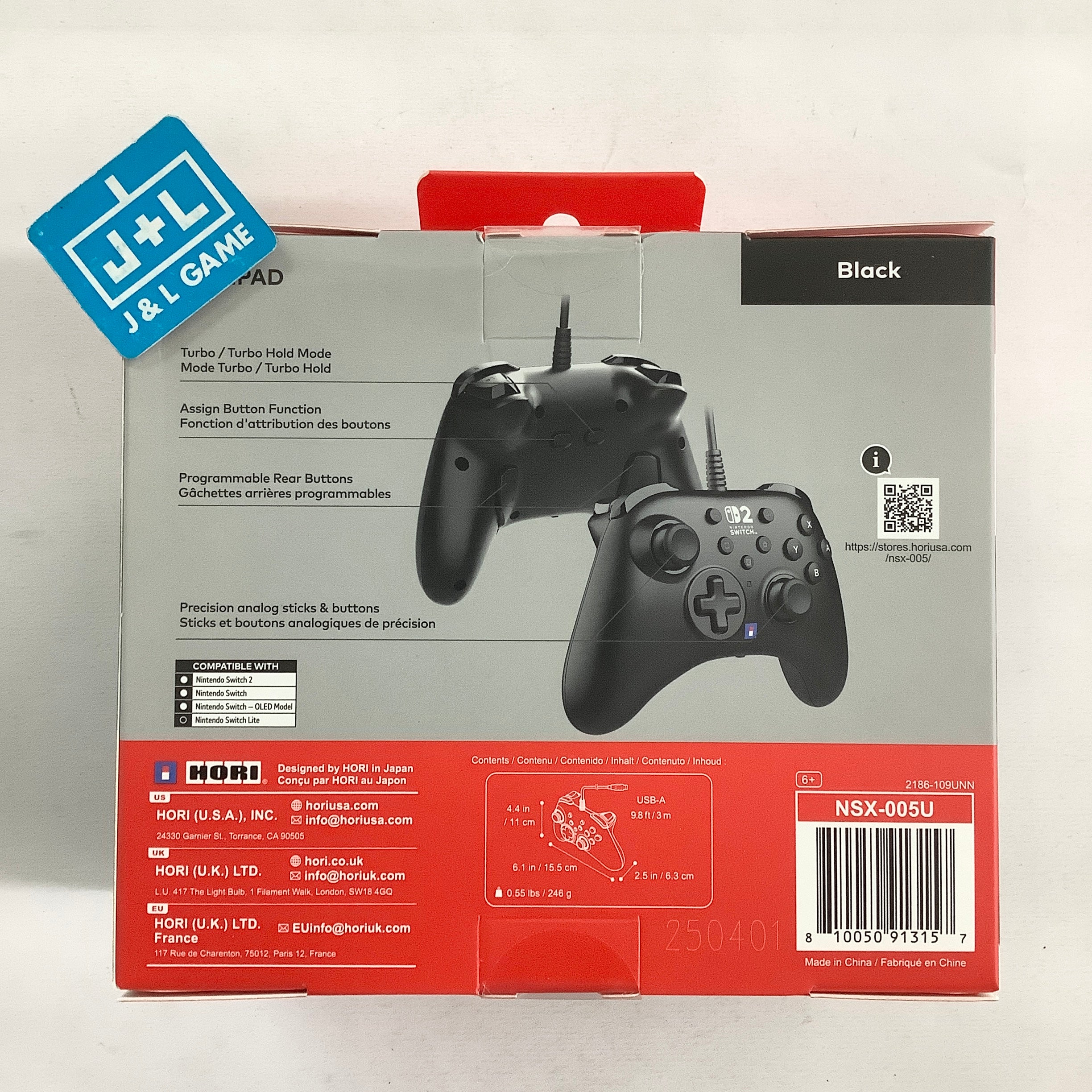 HORI HORIPAD Turbo (Black) - (NS2) Nintendo Switch 2 Video Games HORI