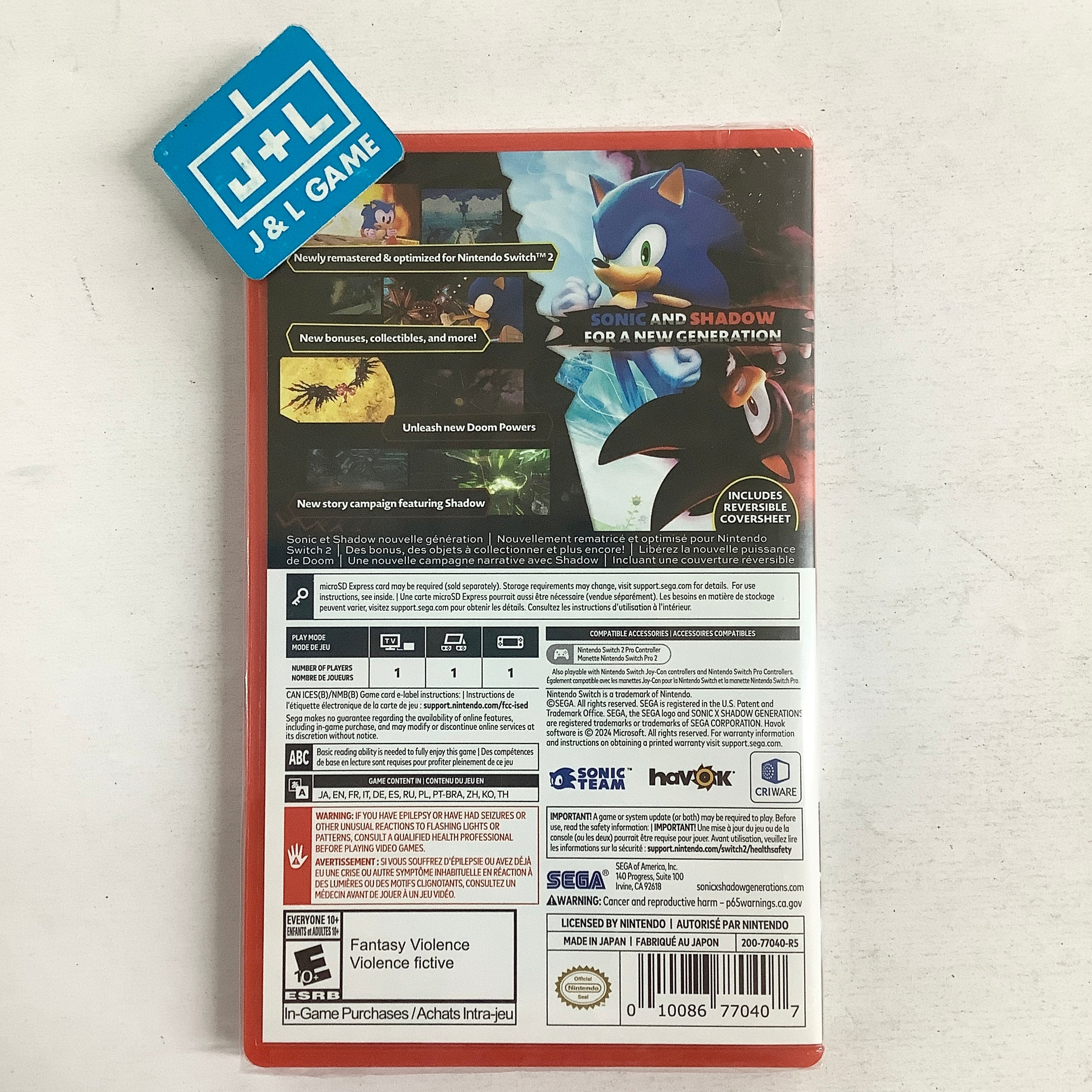 Sonic X Shadow Generations (Day One Edition) - (NS2) Nintendo Switch 2 Video Games SEGA
