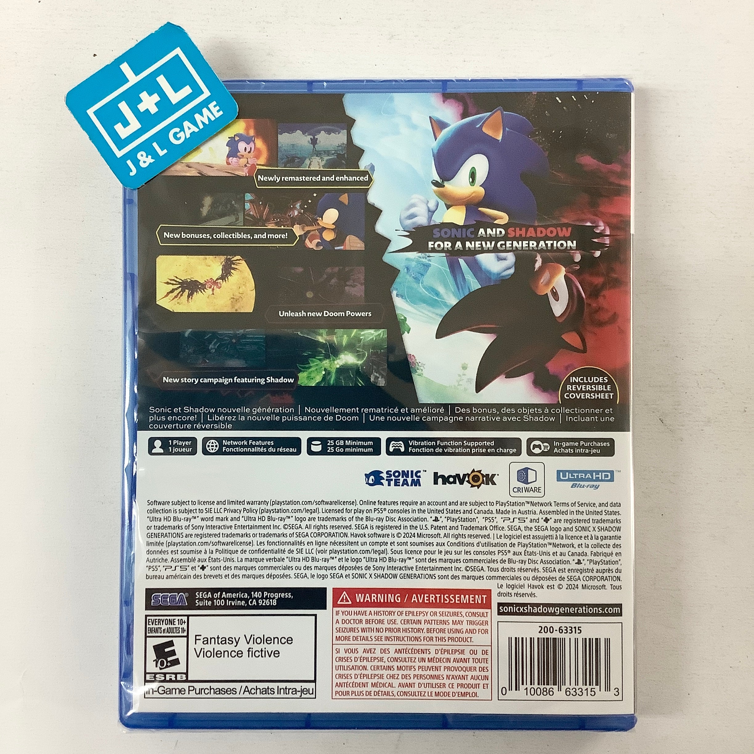 Sonic X Shadow Generations - (PS5) PlayStation 5 Video Games Sega   