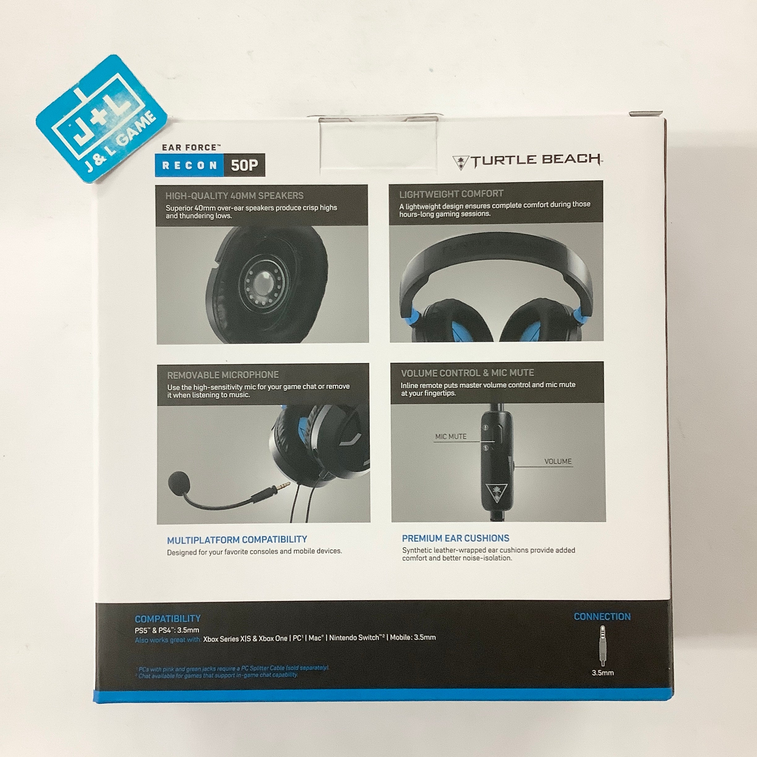 Turtle Beach Recon 50P Wired Gaming Headset (Black) - (PS5) PlayStation 5 Accessories Turtle Beach   