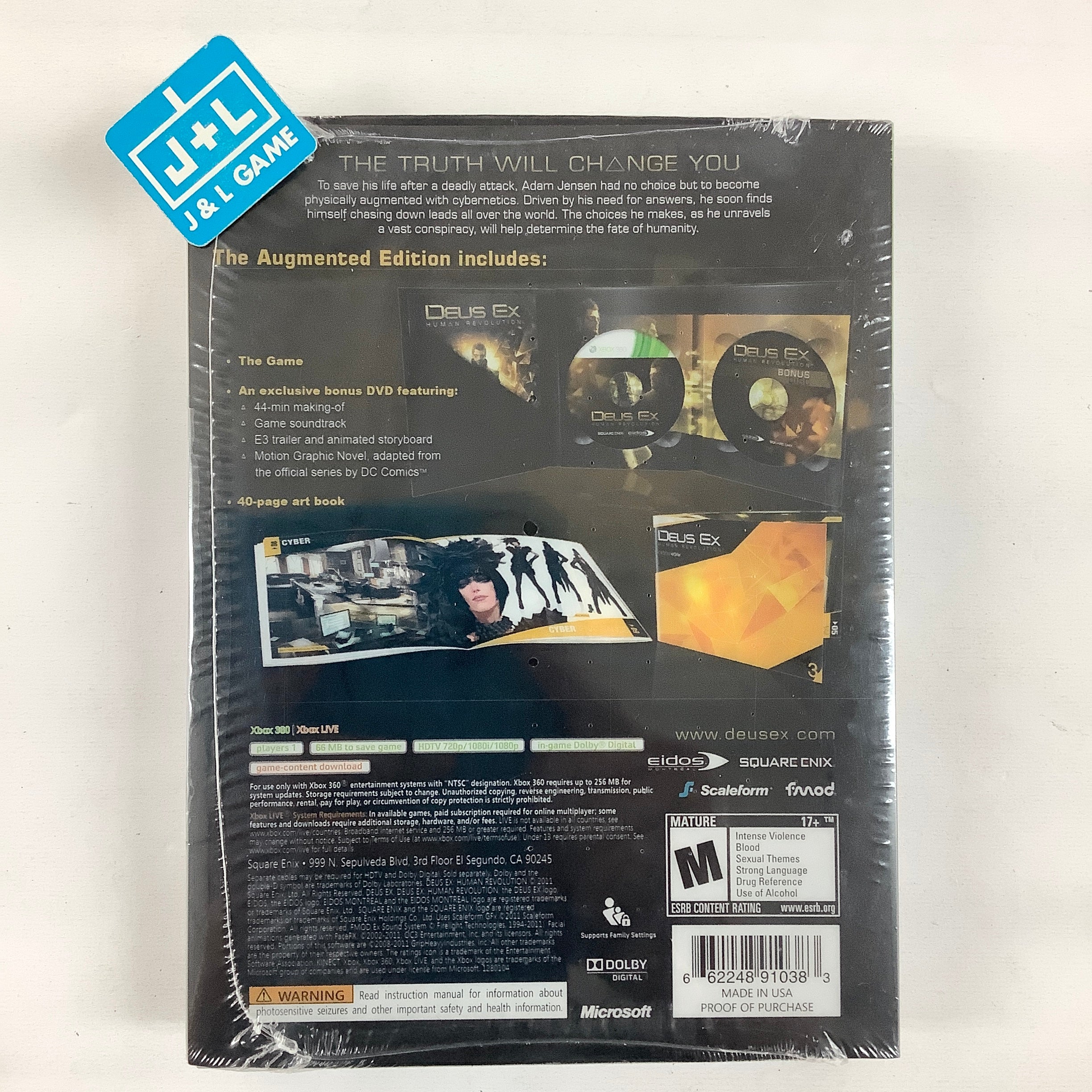 Deus Ex: Human Revolution (Augmented Edition) - Xbox 360*** Video Games Square Enix